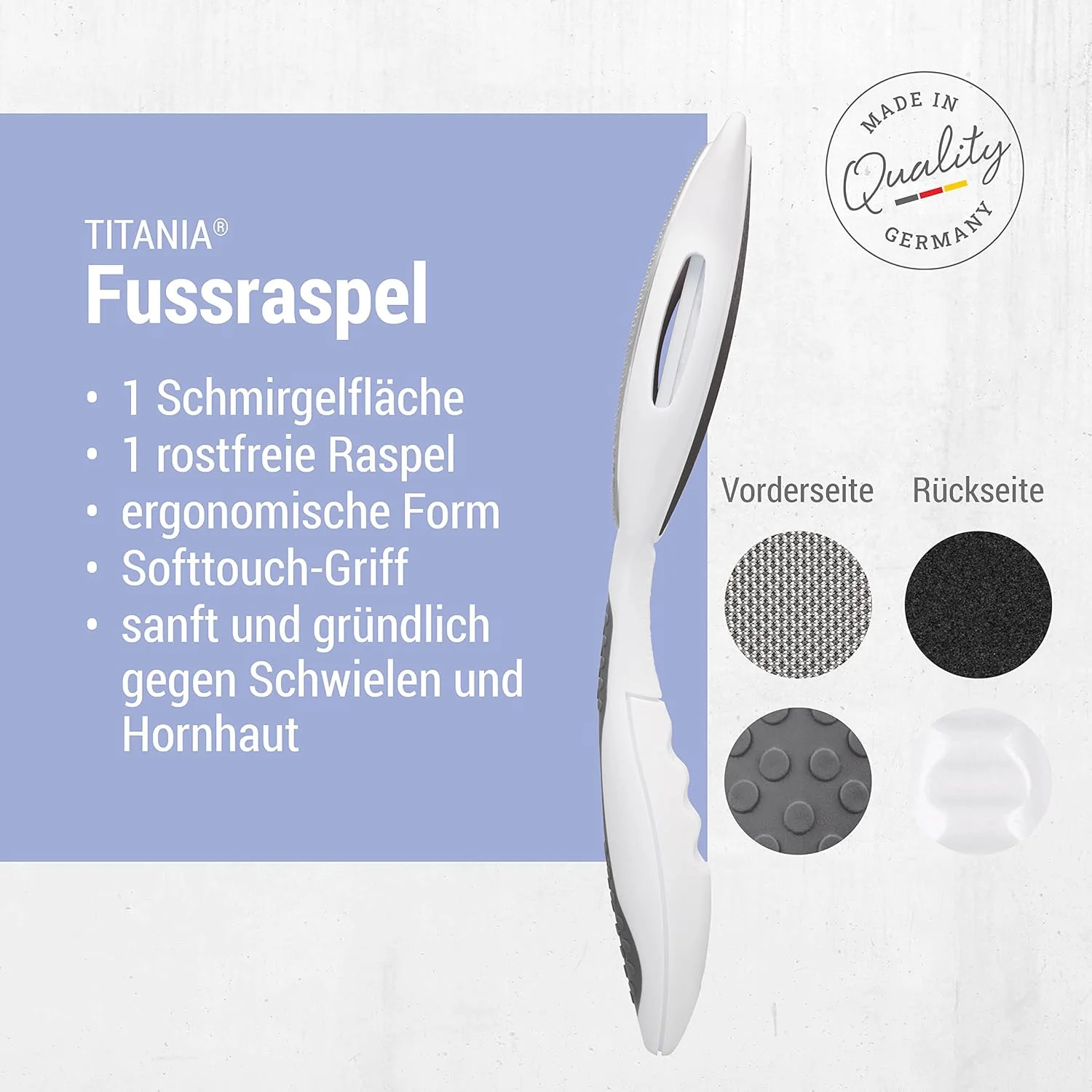 سوهان پا تیتانیا با روکش نرم و دو طرفه (زبر و نرم) - ساخت آلمان - ضد زنگ - 22 سانتی متر