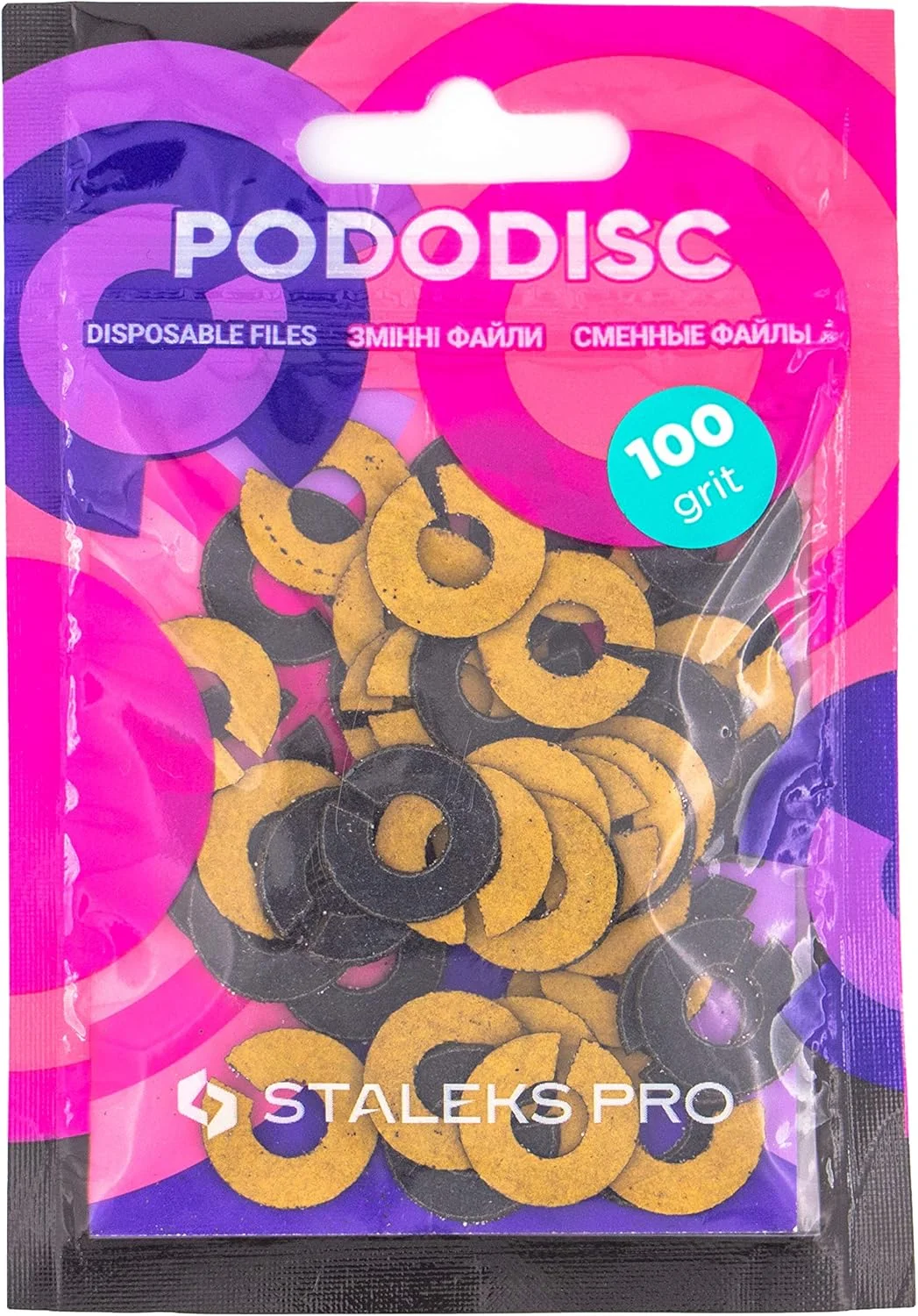 حلقه سمباده یکبار مصرف STALEKS برای دیسک پدیکور PODODISC STALEKS PRO سایز S زبری 100 (50 عدد)