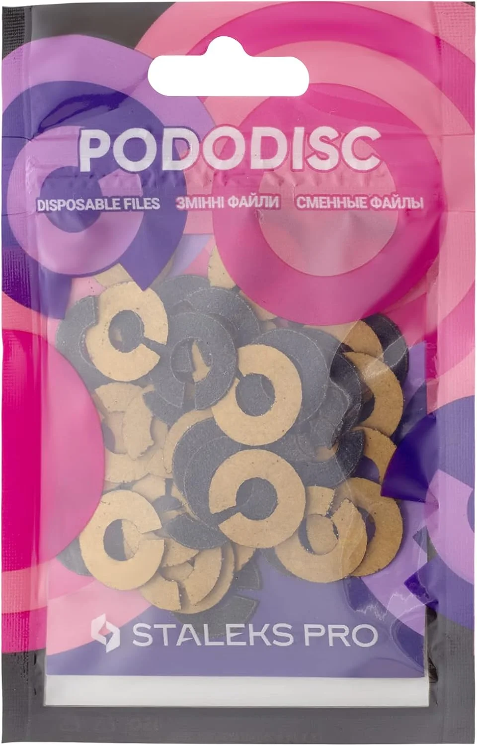 سوهان یکبار مصرف حلقوی STALEKS برای دیسک پدیکور PODODISC STALEKS PRO سایز M، درجه زبری 80 (50 عدد)