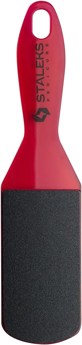 سوهان پا پلاستیکی دو طرفه STALEKS PRO EXPERT 10 نوع 2، درجه زبری 80 و 120، مناسب پدیکور، از بین بردن پینه و پوست های زبر (قرمز)