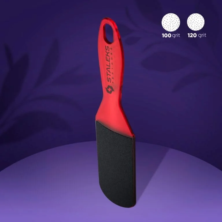 سوهان پا پلاستیکی دو طرفه STALEKS PRO EXPERT 10 نوع 2، درجه زبری 80 و 120، مناسب پدیکور، از بین بردن پینه و پوست های زبر (قرمز)