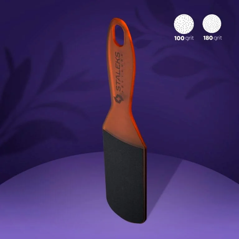 سوهان پای دو طرفه پلاستیکی STALEKS PRO، سوهان پدیکور پا و از بین برنده پینه EXPERT 10 نوع 3، درجه زبری 100 و 180 (کهربایی)