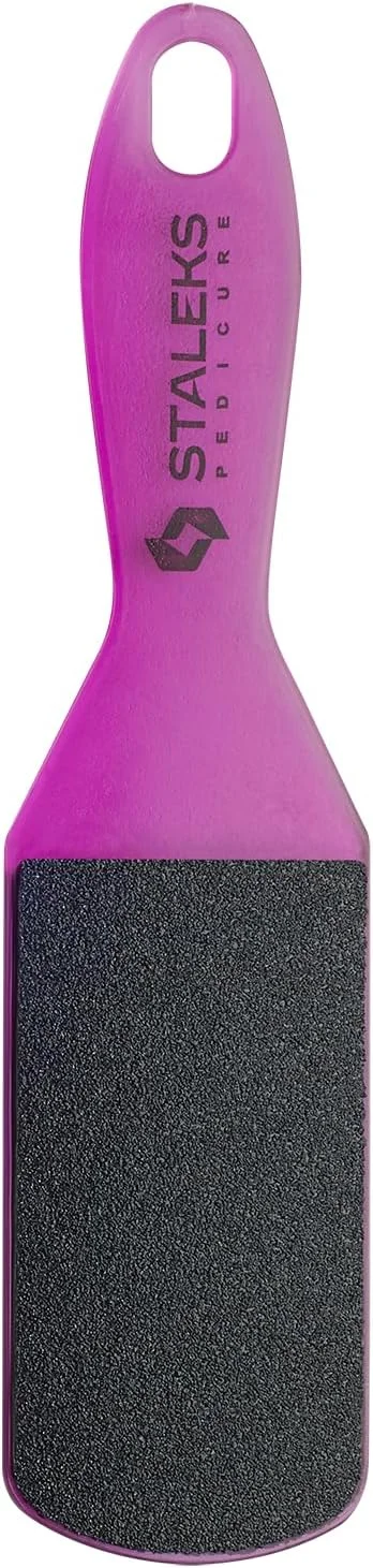 سوهان پا پلاستیکی دو طرفه STALEKS PRO، سوهان پدیکور پا، سوهان از بین بردن پینه و پاشنه های زبر، مدل Expert 10، دو نوع زبری 60# و 80# (بنفش)