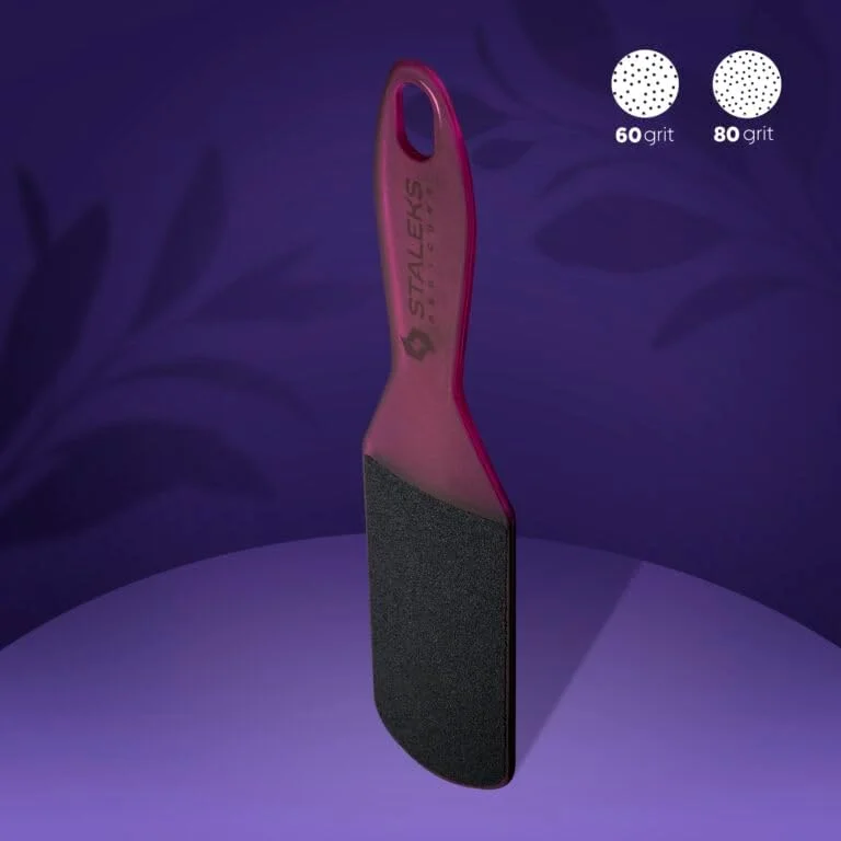 سوهان پا پلاستیکی دو طرفه STALEKS PRO، سوهان پدیکور پا، سوهان از بین بردن پینه و پاشنه های زبر، مدل Expert 10، دو نوع زبری 60# و 80# (بنفش)