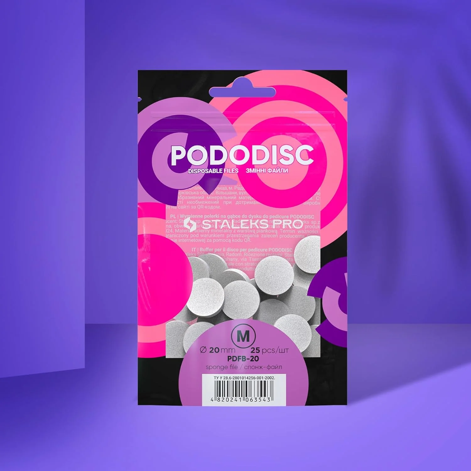 دیسک های یکبار مصرف پدیکور استالکس پرو، مدل PODODISC، بسته 25 عددی (قطر 20 میلی متر)