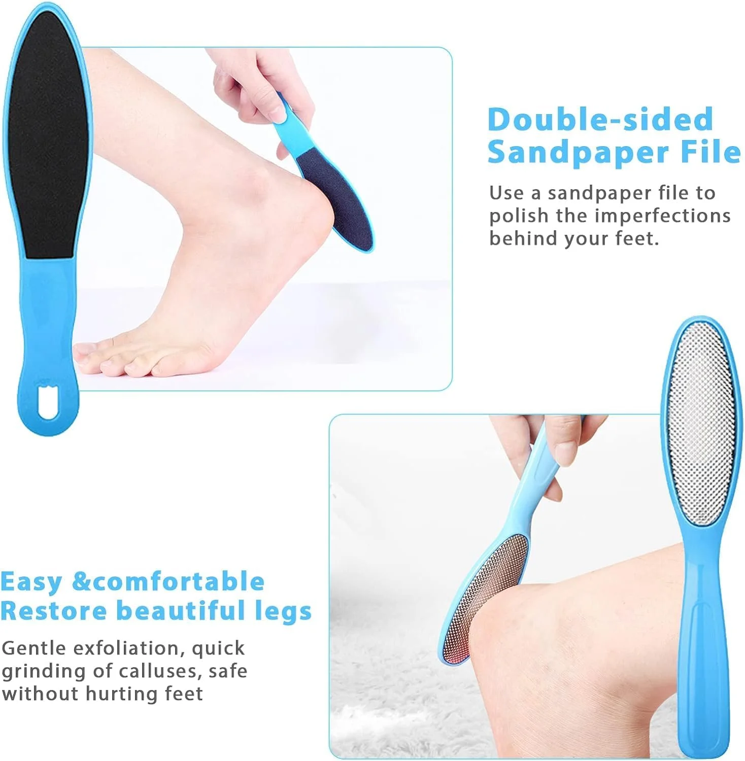 ست ابزار سوهان پا 8 در 1 حرفه ای، ست ابزار پدیکور، سوهان پا و از بین برنده پینه، اسکرابر پا برای پوست مرده، خراشنده پا، سوهان پا، چنگال، سوهان برای ترمیم ناخن