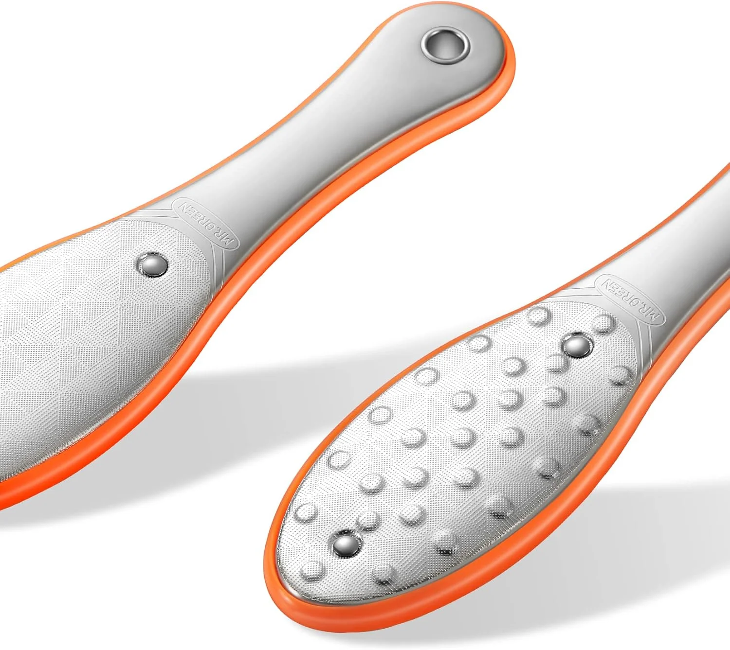 سوهان پا دو طرفه MR.GREEN، ابزار حرفه ای پدیکور، از بین برنده پینه پا، سوهان استیل ضد زنگ (نارنجی) سوهان پا دو طرفه MR.GREEN، ابزار حرفه ای پدیکور، از بین برنده پینه پا، سوهان استیل ضد زنگ (نارنجی)