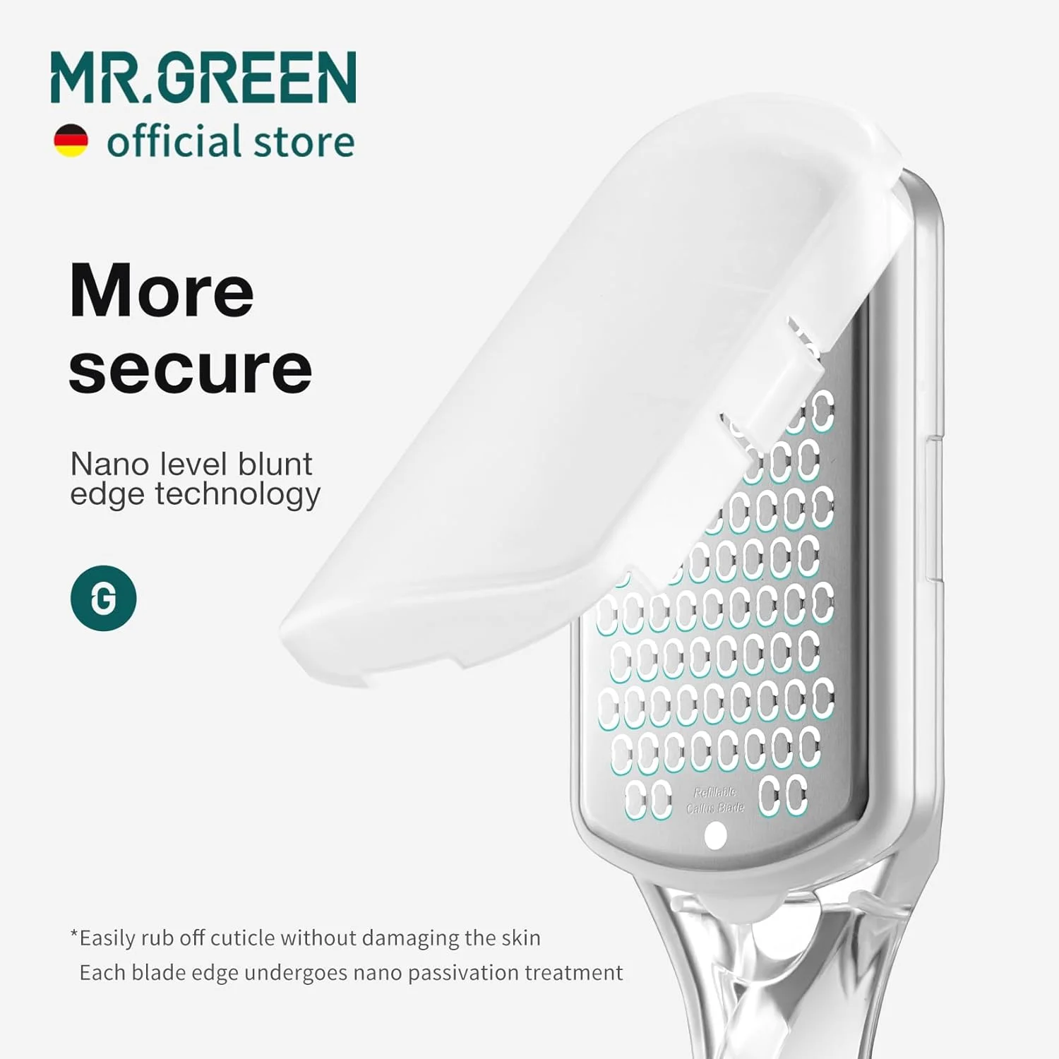 ابزار پدیکور MR.GREEN سوهان پا رنده پاشنه پا از بین برنده پینه اسکراپر پا با جعبه نگهداری سوهان استیل