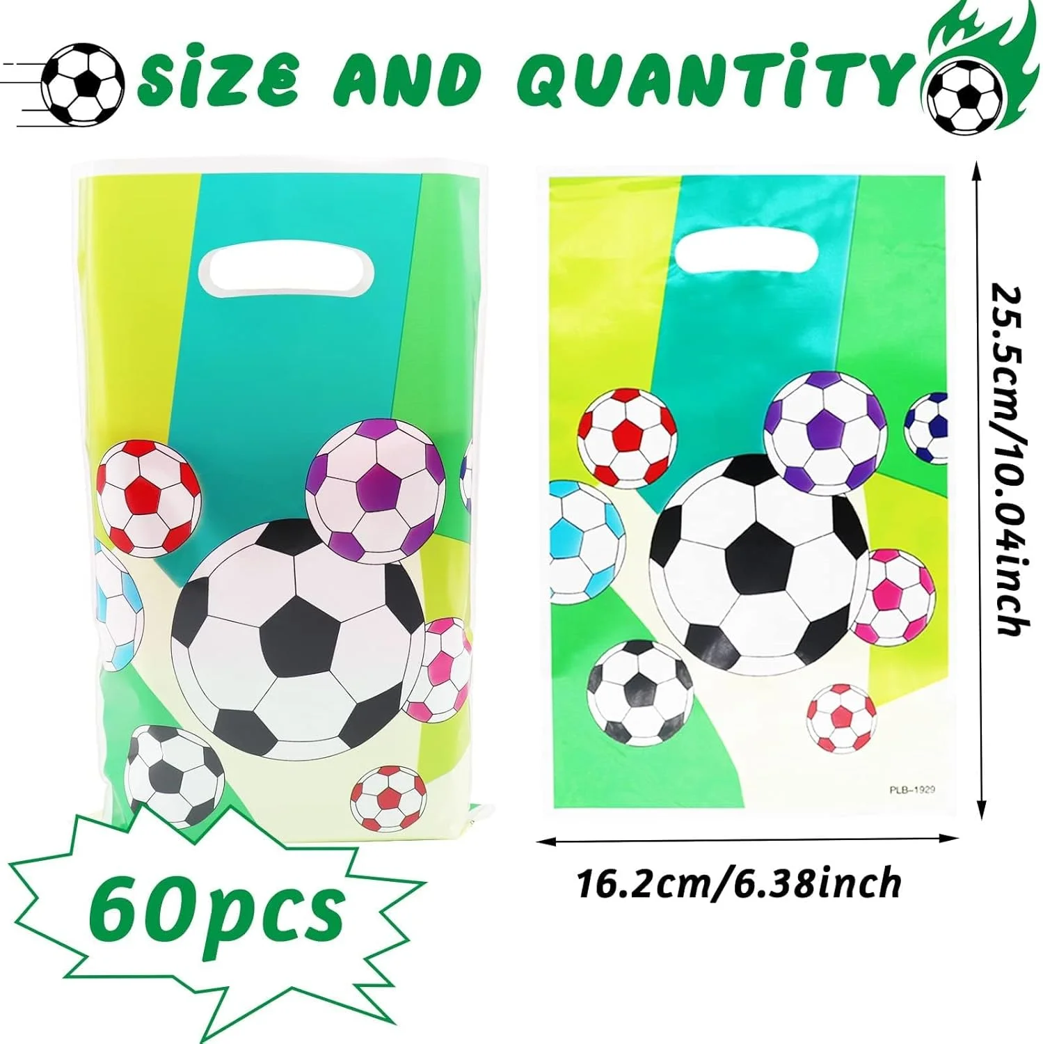 کیسه های هدیه مهمانی فوتبال KASTWAVE، 60 عدد، کیسه های پلاستیکی با دسته، مناسب برای تنقلات، آبنبات و هدیه تولد کودک