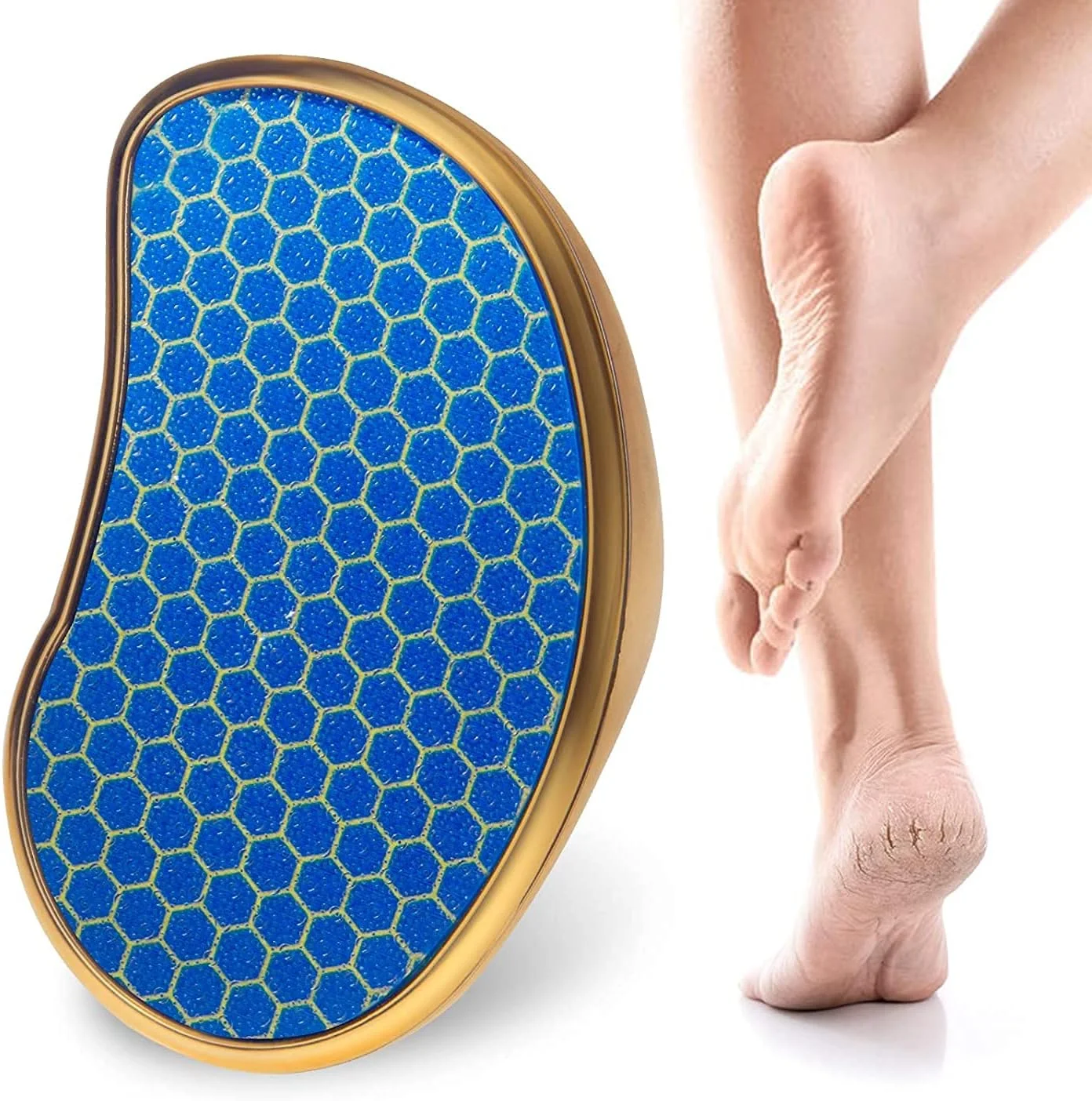 سوهان پای نانو کریستالی قابل حمل KASTWAVE - از بین برنده موثر پینه برای پاشنه های ترک خورده، اسکرابر پدیکور مسافرتی با طراحی لانه زنبوری برای پاهای صاف