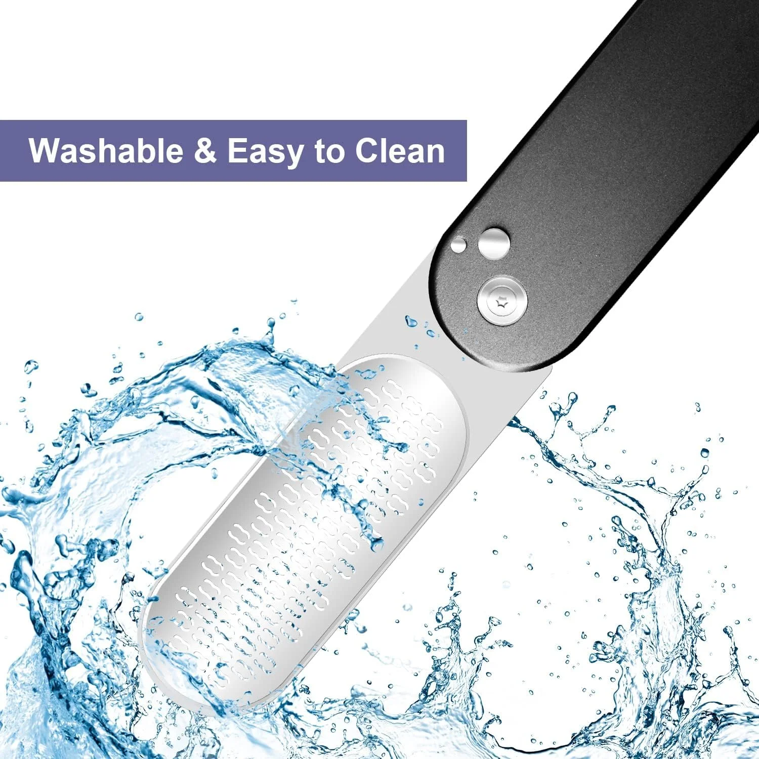 سوهان پا تاشو KASTWAVE، اسکرابر حرفه ای پا از جنس استیل ضد زنگ 3 در 1، قابل استفاده به صورت خشک و مرطوب، حمل آسان، مشکی