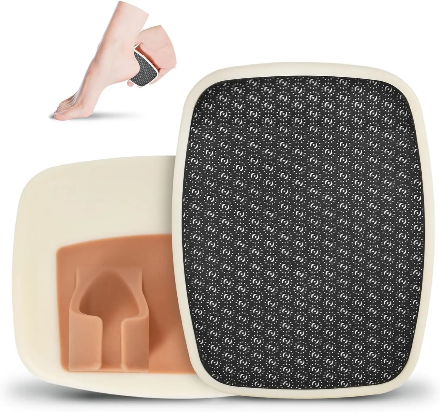 سوهان شیشه ای پا، از بین برنده پینه و پوست سخت، ابزار پدیکور برای داشتن پاهایی نرم، بادوام و تمیز کردن آسان، مراقبت از پا در منزل برای خانم ها و آقایان (رنگ کرم، 1 عدد)