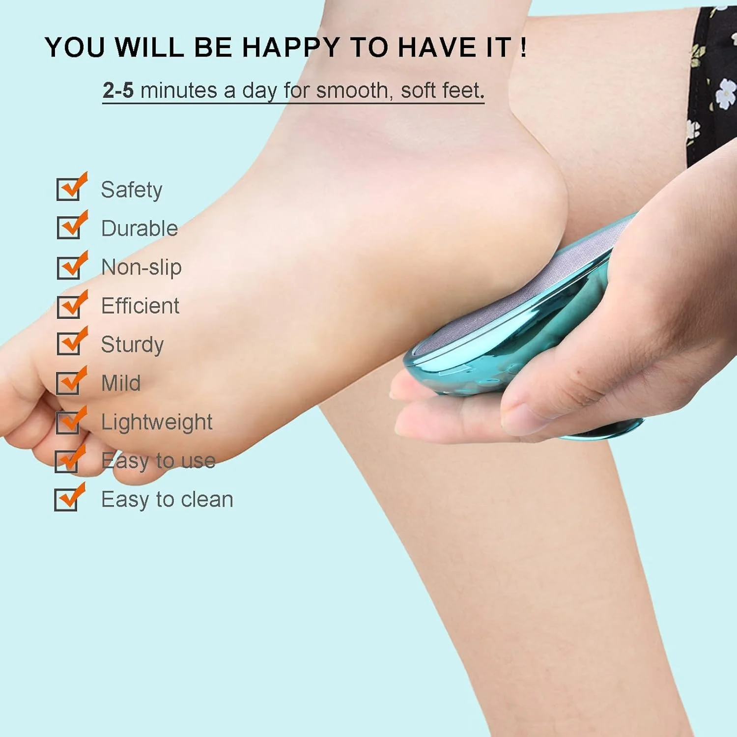 سوهان پدیکور شیشه ای ممتاز KASTWAVE - اسکرابر دستی قابل حمل برای پاهای نرم، ایده آل برای دوش و مراقبت از پا