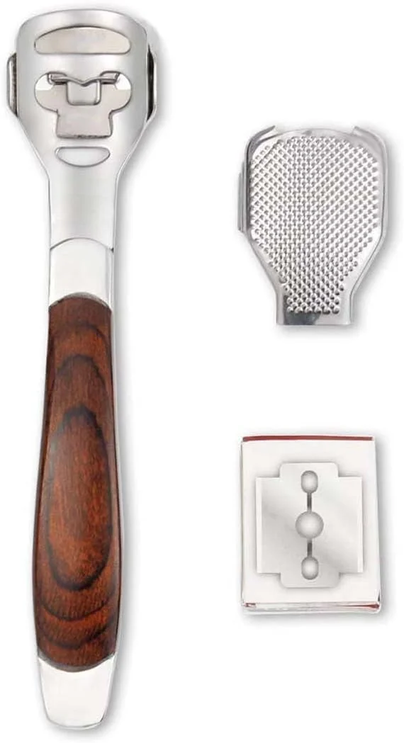 ابزار از بین بردن پینه پا با دسته چوبی KASTWAVE، ابزار پدیکور و مراقبت از پا، از بین برنده پوست سفت، سوهان پا برای مراقبت از دست و پا، از بین بردن پوست ترک خورده و سخت