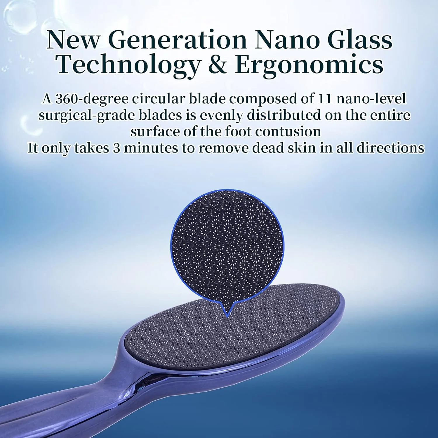 سوهان پدیکور شیشه ای، از بین برنده پینه پا، اسکرابر نانو کریستالی قابل حمل برای استفاده در سفر، سوهان پدیکور پا برای پوست های خشک و ترک خورده، از بین برنده پوست سخت پا برای زنان و مردان در منزل