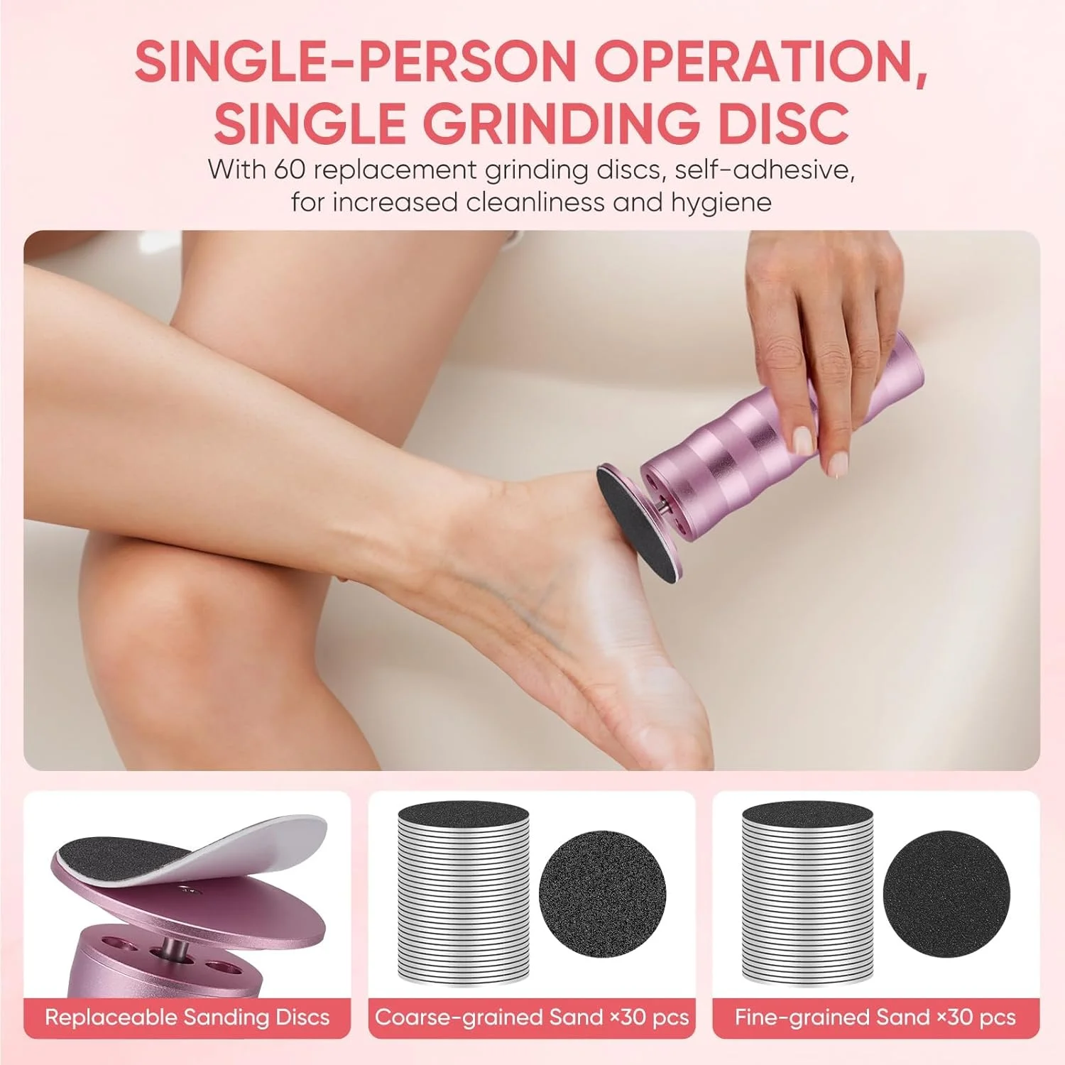 سوهان برقی حرفه ای پا، دستگاه پیشرفته از بین برنده پوست های سفت و خشک به همراه 60 عدد دیسک سمباده، ابزار پدیکور با سرعت قابل تنظیم برای حذف موثر پوست های مرده پاشنه پا، انگشتان پا و کف پا