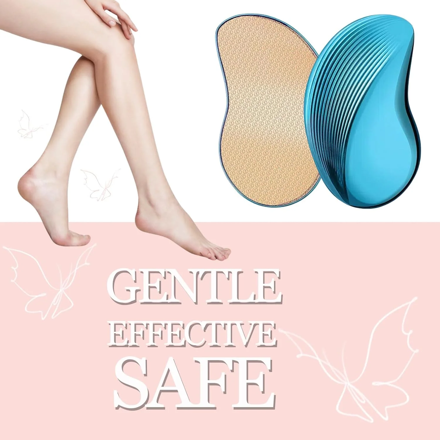 سوهان پدیکور شیشه ای KASTWAVE، لایه بردار پوست مرده پا، بافر پا برای پاشنه های ترک خورده، لایه بردار ملایم برای پاهای صاف، طراحی ارگونومیک (آبی)