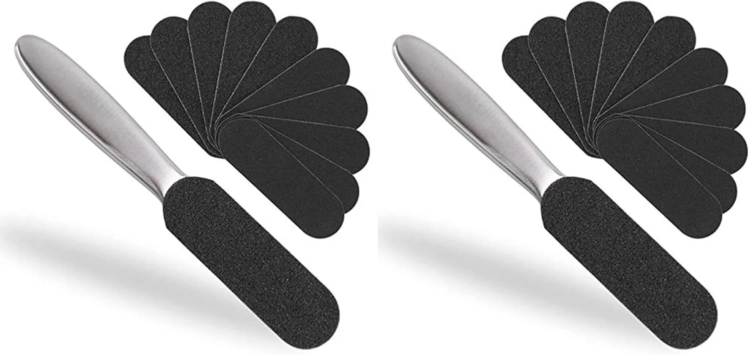 سوهان پا SHOWAY برای از بین بردن پینه پا، اسکرابر پا، ابزار حرفه ای پدیکور دو طرفه برای پوست های سفت و مرده و پاشنه های ترک خورده، 25.2 * 6 * 3.5 سانتی متر (بسته 2 عددی)