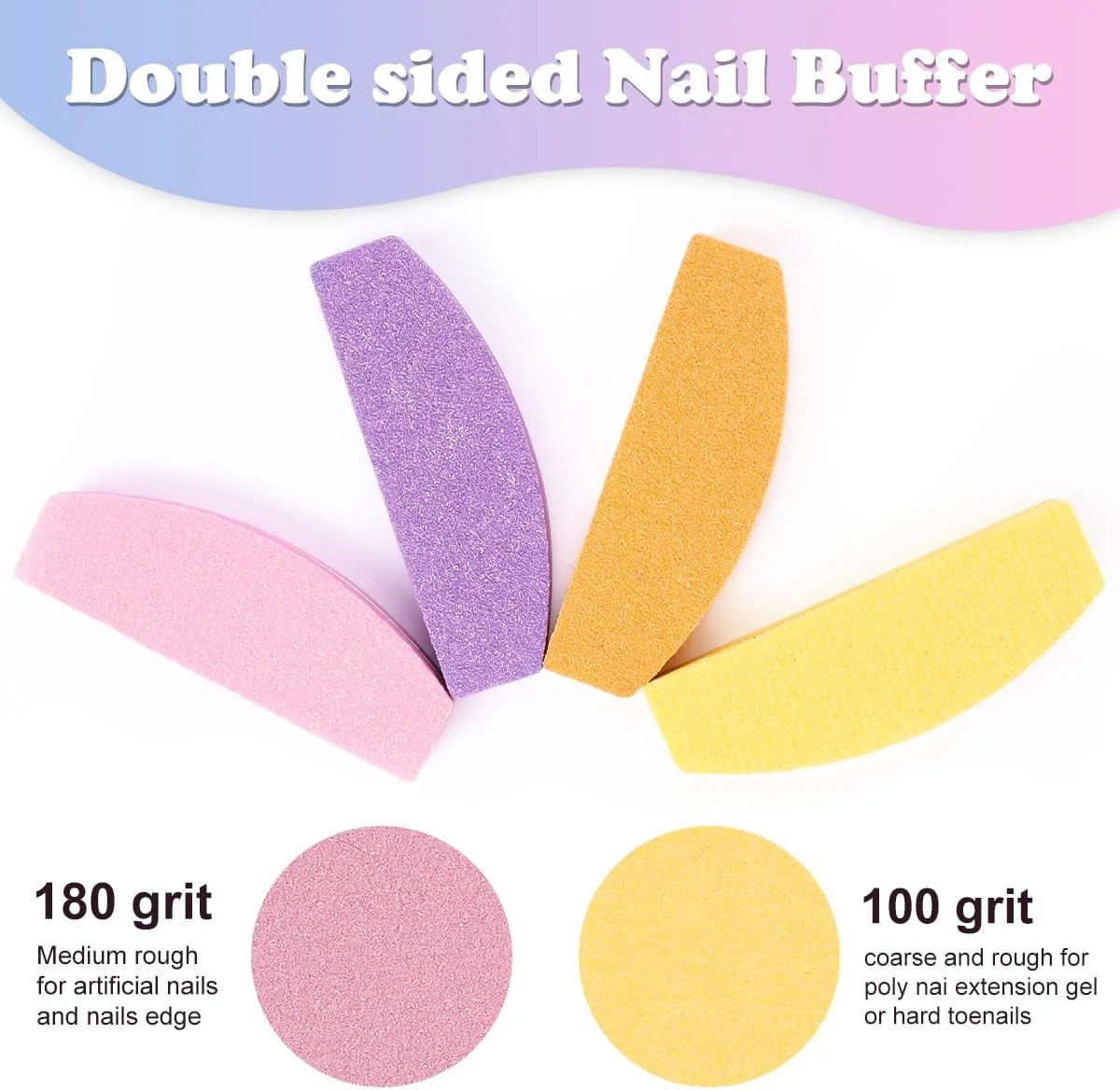 بسته 20 عددی سوهان ناخن، بافر ناخن، سوهان ناخن درجه زبری 100/180 برای ناخن های ژلی، ناخن های طبیعی، بافر برای ناخن های ژلی برای سوهان کشی ناخن های اکریلیک یا ناخن های ژلی طبیعی