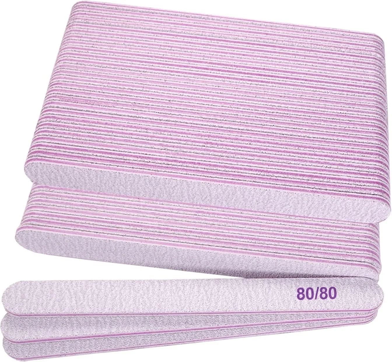 سوهان ناخن درجه زبری 80/80 (50 عدد)، مناسب برای ناخن های اکریلیک و ژل، سوهان ناخن زبر دو طرفه درجه 80، بسته سوهان ناخن حرفه ای قابل شستشو و استفاده مجدد، خاکستری