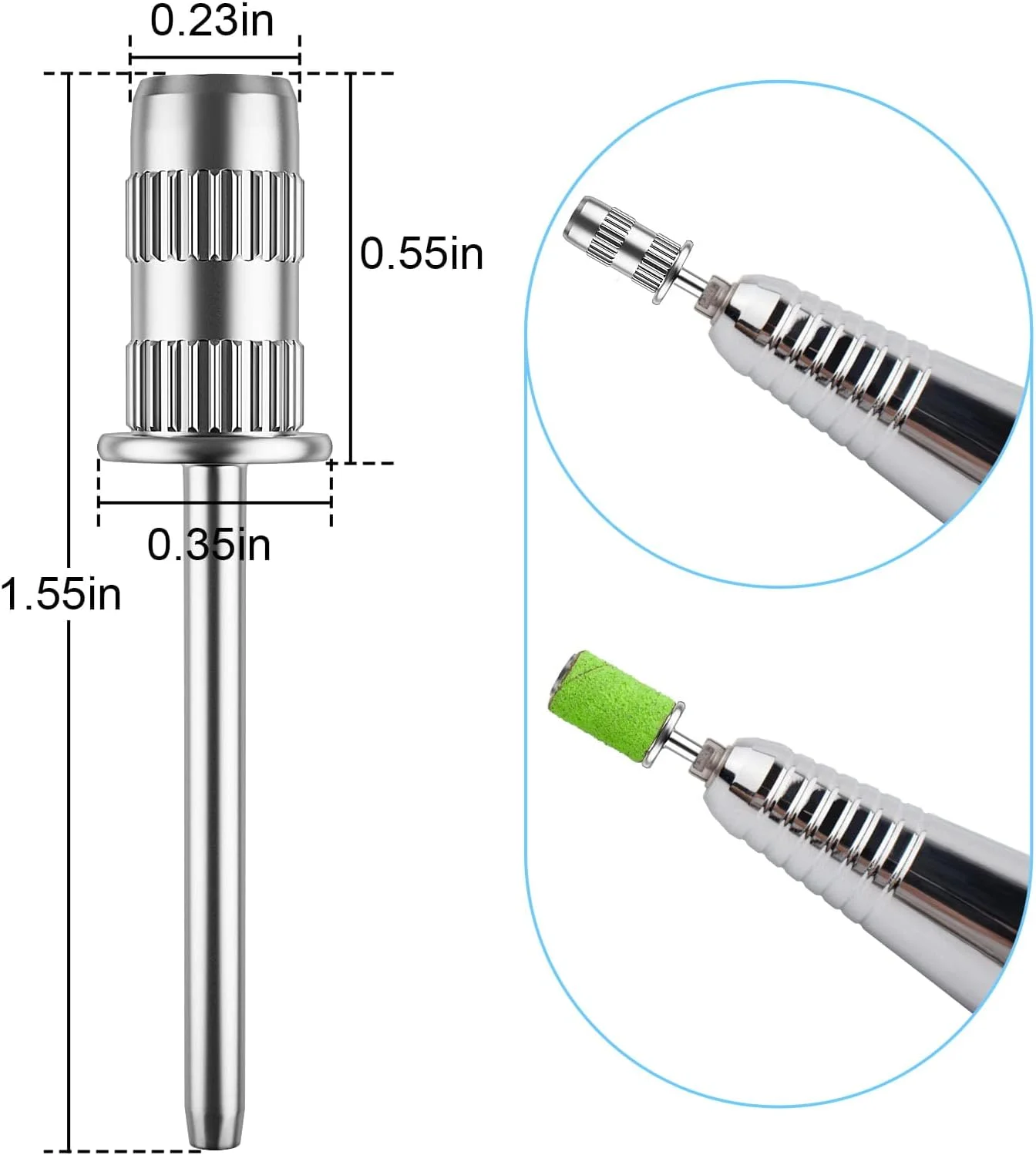 سری مته ناخن، نوارهای سمباده برای شفت مته ناخن 3/32 اینچ، مته برای ناخن، مته میله ای برای ناخن، سری مته ناخن برای ناخن های اکریلیک ابزار مانیکور پدیکور (نقره ای)