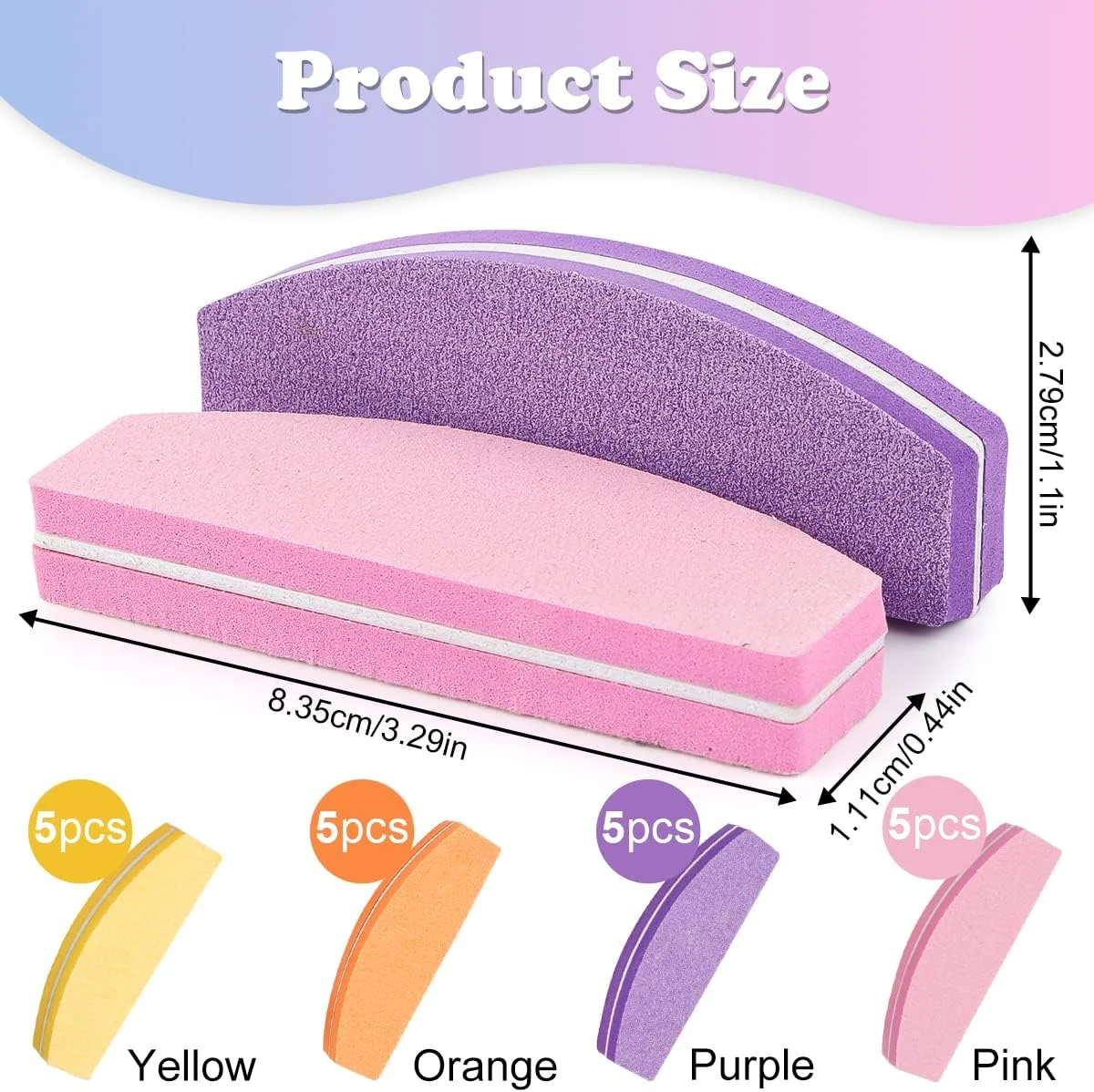 بسته 20 عددی سوهان ناخن، بافر ناخن، سوهان ناخن درجه زبری 100/180 برای ناخن های ژلی، ناخن های طبیعی، بافر برای ناخن های ژلی برای سوهان کشی ناخن های اکریلیک یا ناخن های ژلی طبیعی