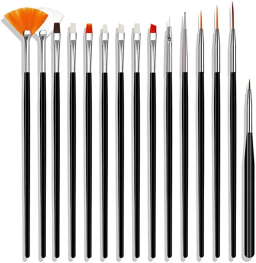 مجموعه قلم موی طراحی ناخن Fawoonu، مجموعه 15 عددی قلم موی طراحی ناخن، قلم موی ژل UV برای طراحی ناخن، ست قلم طراحی ناخن