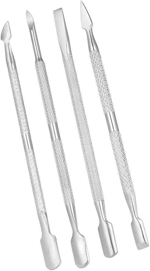 مجموعه ابزار مراقبت از ناخن Fawoonu، ۴ عددی استیل ضد زنگ دو طرفه، ابزار فشار دهنده کوتیکول ناخن، پاک کننده چسب ناخن، ابزار مانیکور پدیکور، تمیز کننده ناخن و از بین برنده پوست مرده