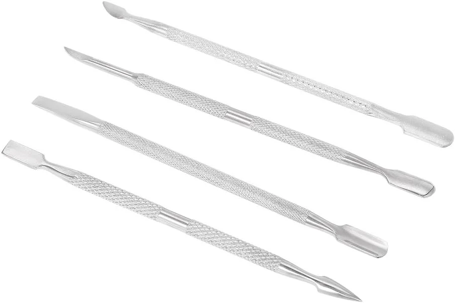 مجموعه ابزار مراقبت از ناخن Fawoonu، ۴ عددی استیل ضد زنگ دو طرفه، ابزار فشار دهنده کوتیکول ناخن، پاک کننده چسب ناخن، ابزار مانیکور پدیکور، تمیز کننده ناخن و از بین برنده پوست مرده