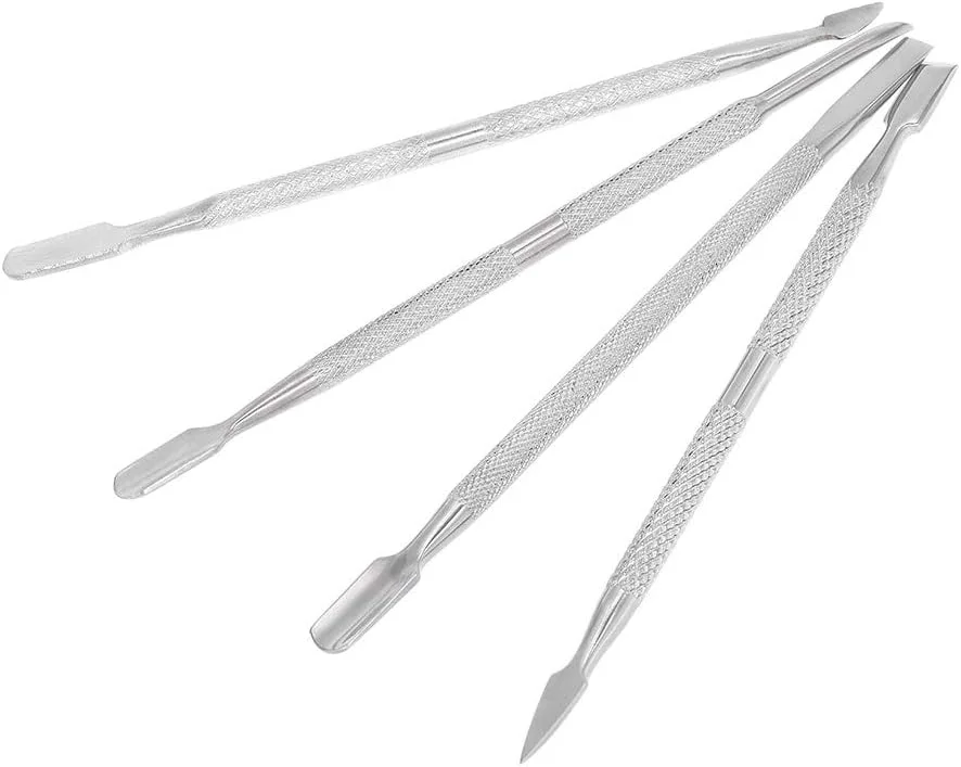 مجموعه ابزار مراقبت از ناخن Fawoonu، ۴ عددی استیل ضد زنگ دو طرفه، ابزار فشار دهنده کوتیکول ناخن، پاک کننده چسب ناخن، ابزار مانیکور پدیکور، تمیز کننده ناخن و از بین برنده پوست مرده