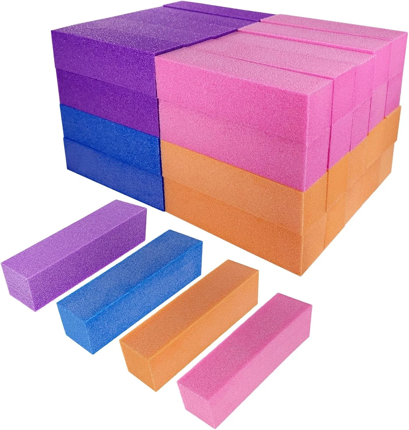 بسته ۴۰ عددی سوهان ناخن ۴ طرفه، مناسب برای ناخن های اکریلیک و طبیعی، مجموعه سوهان و پولیش ناخن ژلی، ابزار حرفه ای مانیکور با درجه زبری متوسط (چند رنگ)