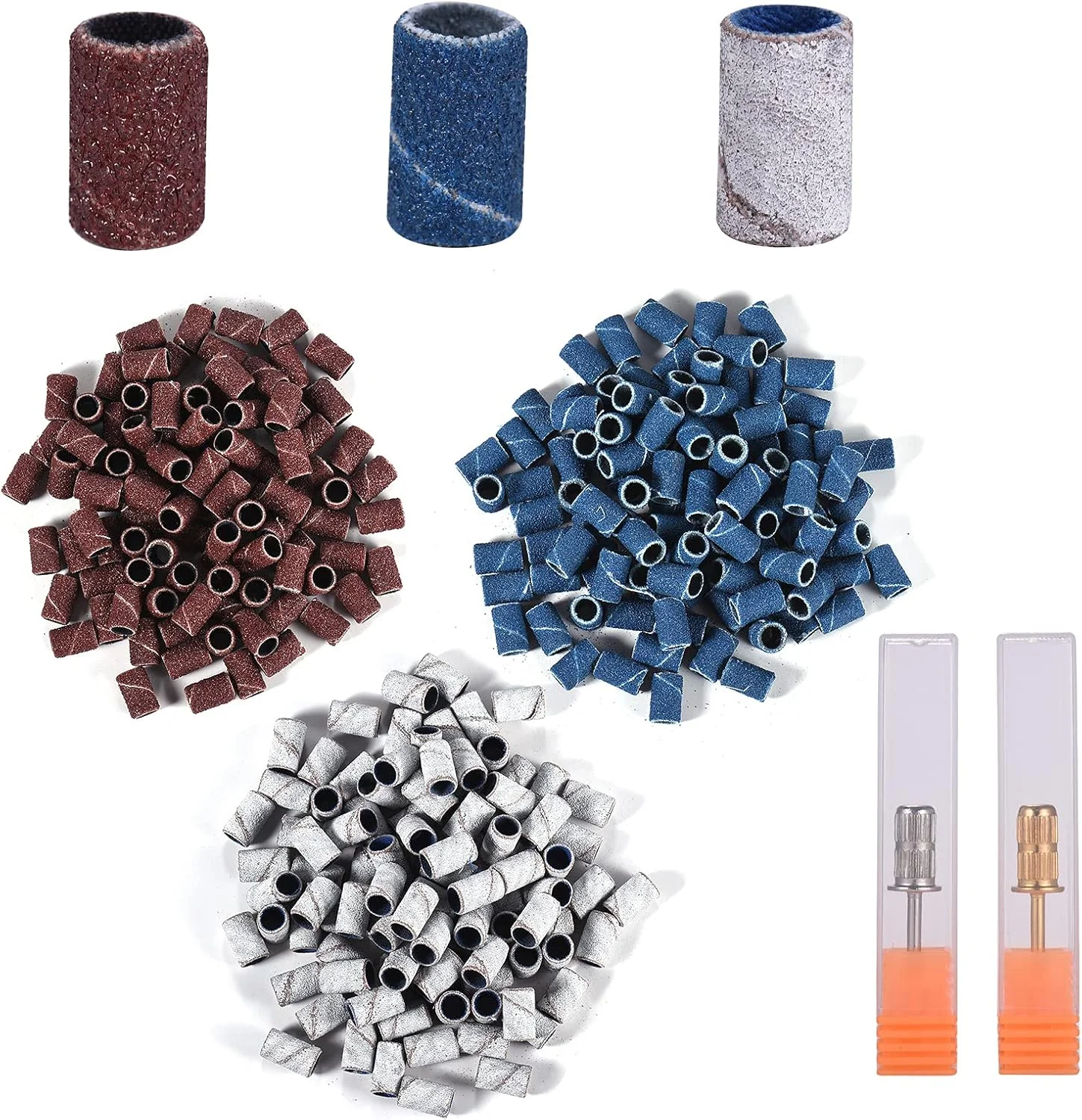 سری سمباده ناخن Fawoonu، ۳۰۰ عدد سری سمباده به همراه ۲ عدد سری دستگاه مانیکور ناخن برای دستگاه مانیکور ناخن، زبری ۸۰#، ۱۲۰#، ۱۸۰#، زبر، متوسط، نرم، ۱۰۰ عدد برای هر ست سمباده برقی