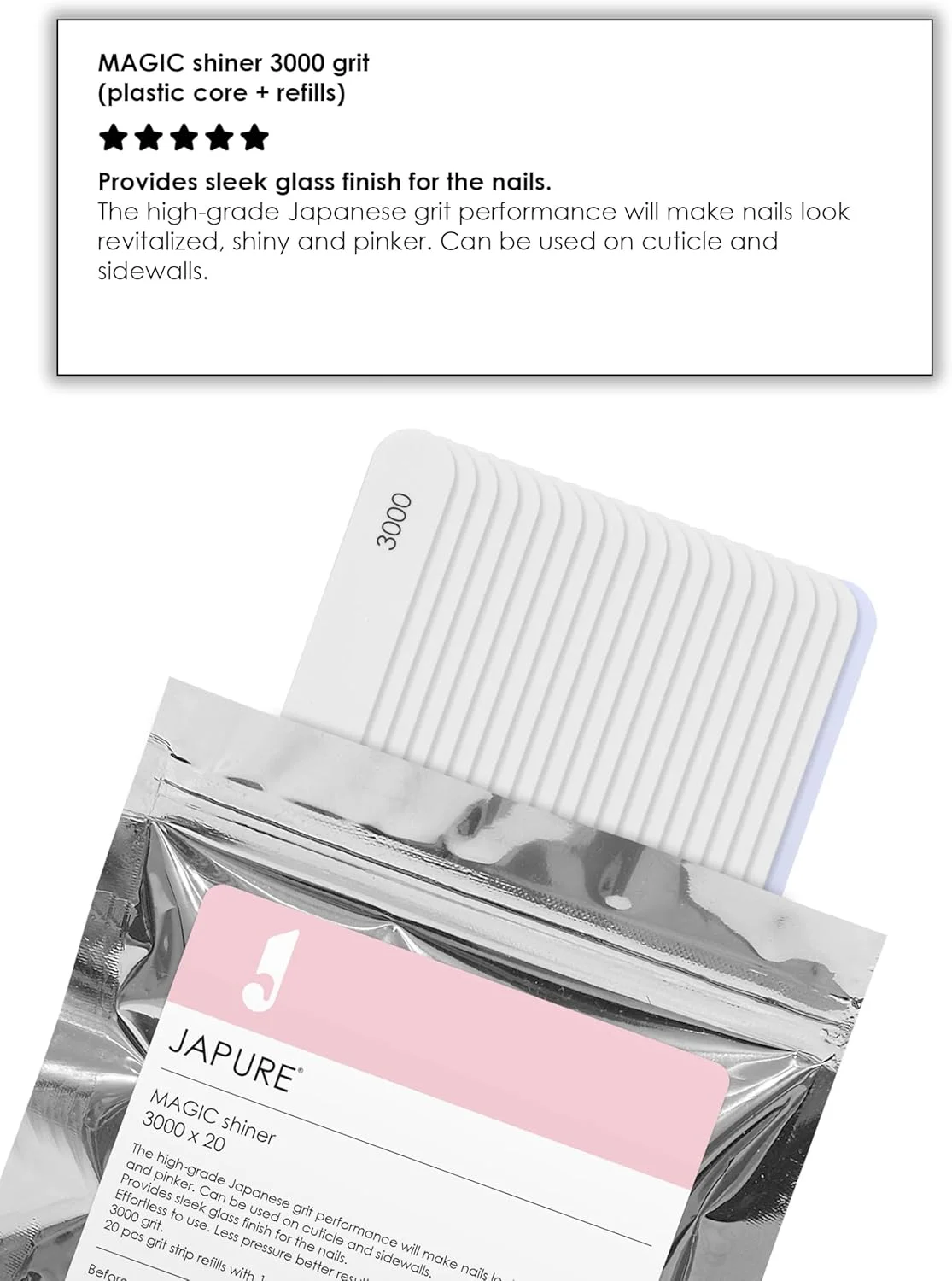 سوهان ناخن حرفه ای Magic Shiner - با دانه بندی 3000 بسیار ظریف برای درخشش آینه ای - 20 عدد ابزار پولیش ناخن با کیفیت سالن - کیت پرداخت ناخن ممتاز