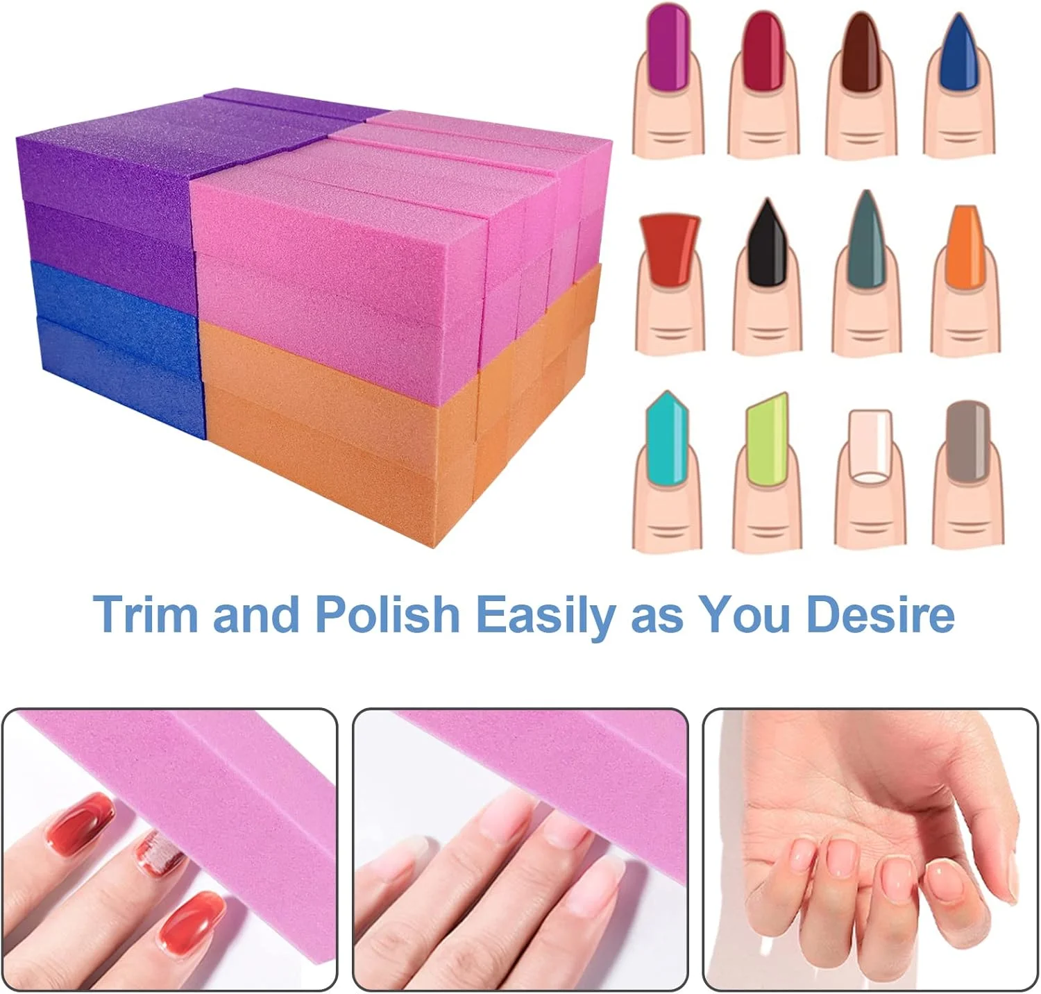 بسته ۴۰ عددی سوهان ناخن ۴ طرفه، مناسب برای ناخن های اکریلیک و طبیعی، مجموعه سوهان و پولیش ناخن ژلی، ابزار حرفه ای مانیکور با درجه زبری متوسط (چند رنگ)