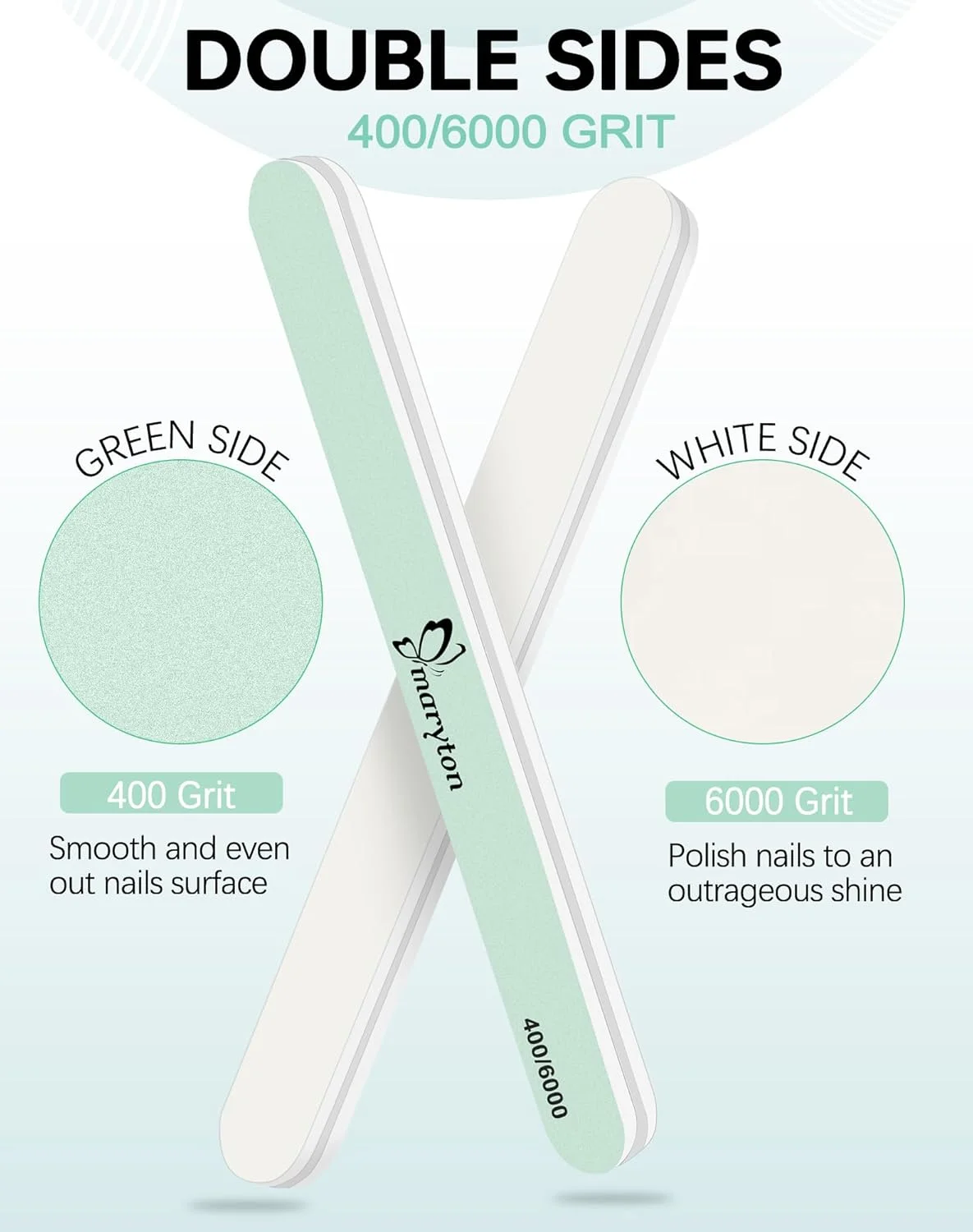 مجموعه سوهان و براق کننده ناخن Maryton، شامل 10 عدد بلوک براق کننده ناخن برای صیقل دادن ناخن های طبیعی و اکریلیک، سوهان با درجه زبری 400 و 6000