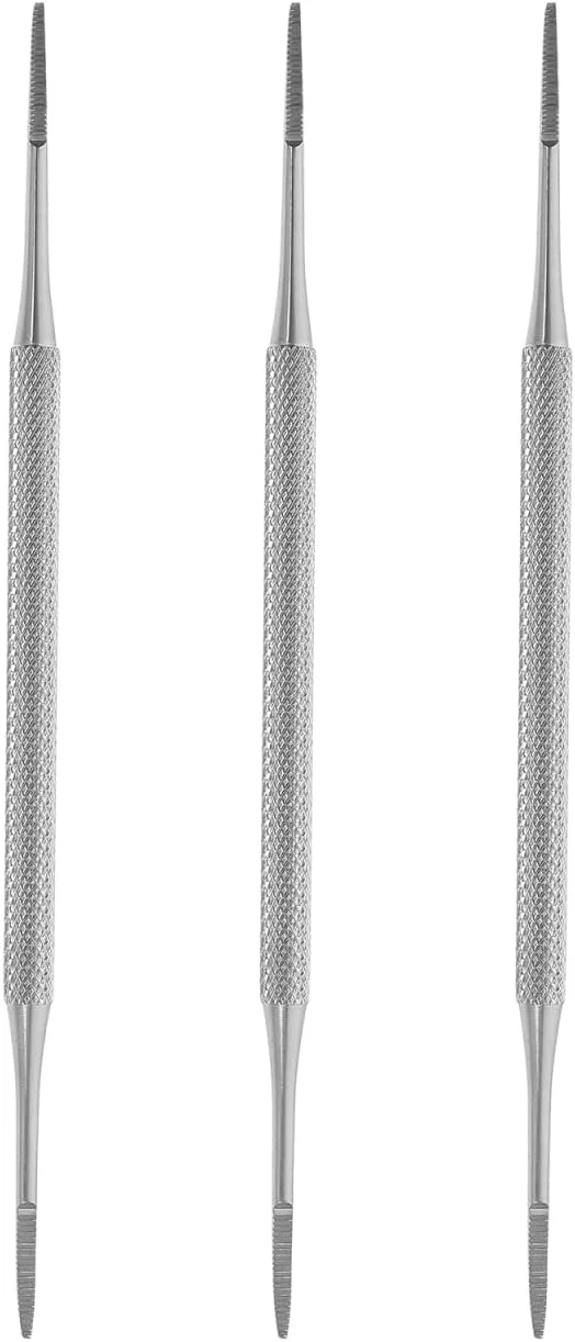 minkissy ست ۳ عددی سوهان ناخن برقی برای ناخن های پا، ابزار ناخن استیل ضد زنگ، سوهان پدیکور، ابزار تمیز کردن ناخن پا، ابزار مانیکور دندان دوتایی