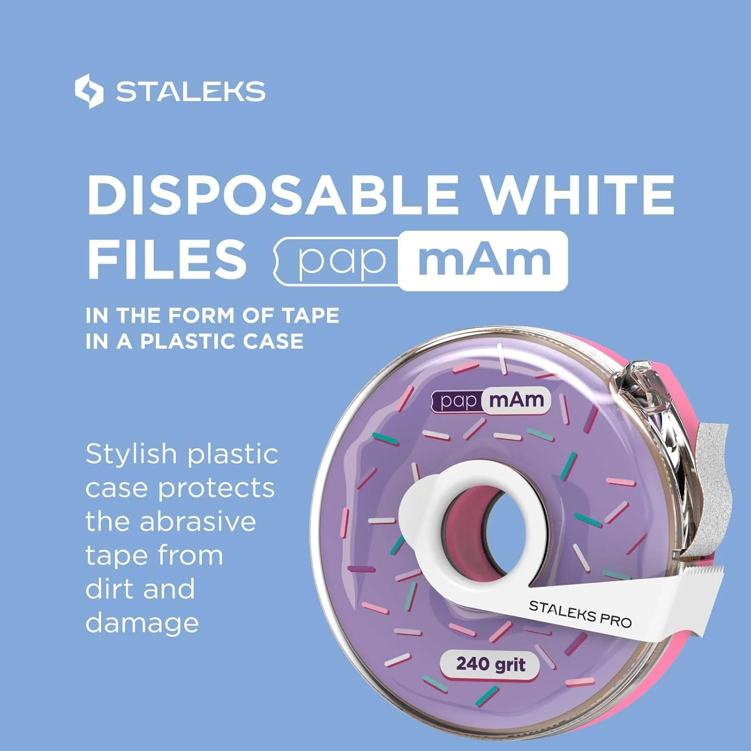 رول سوهان ناخن سفید استالکس - 80 عدد سوهان در یک رول، درجه زبری 240