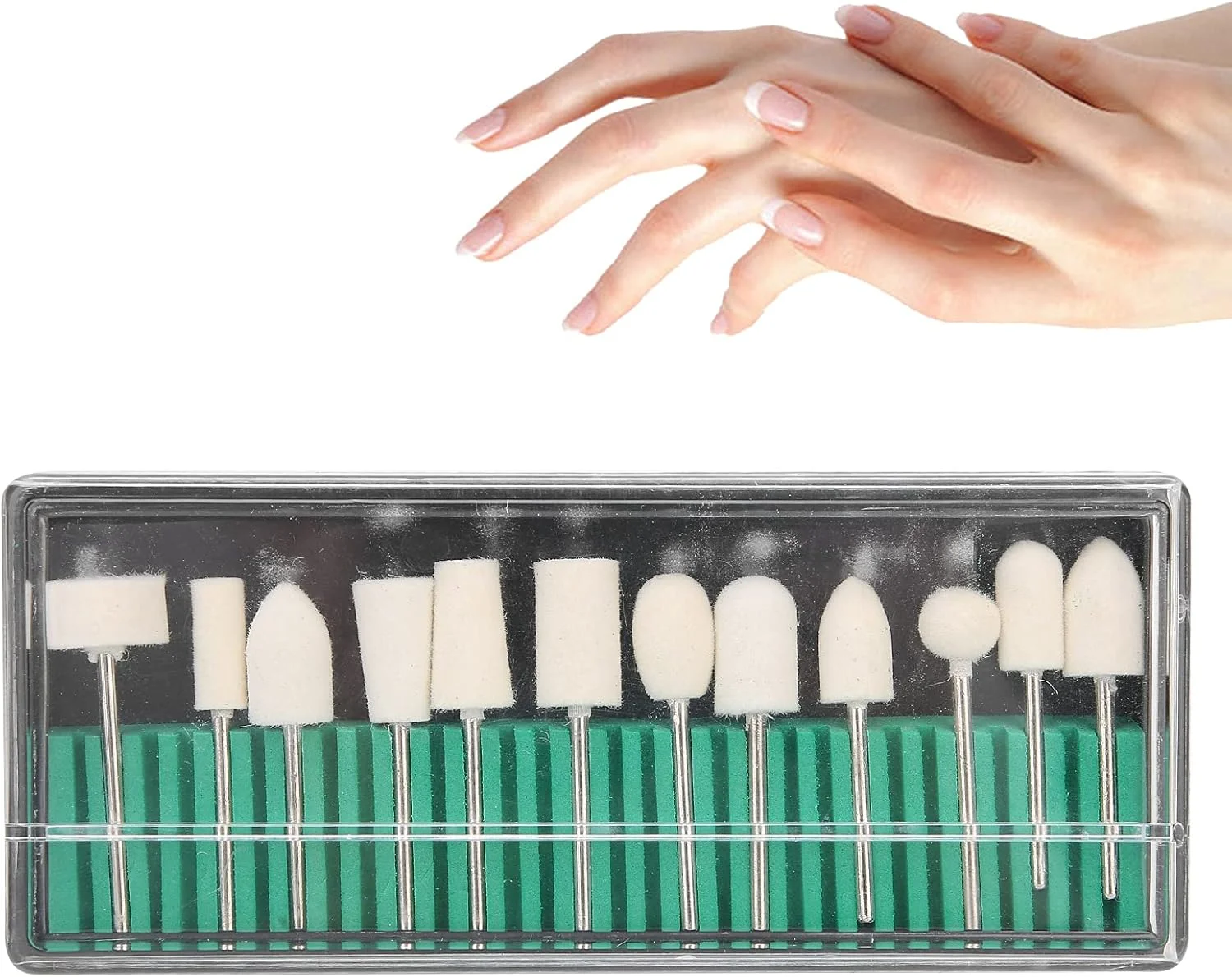 ۱۲ عدد نمد پشمی برای پولیش و سوهان ناخن بانوان، مجموعه سری سوهان برقی ناخن، چرخ پولیش، ابزار سر سوهان