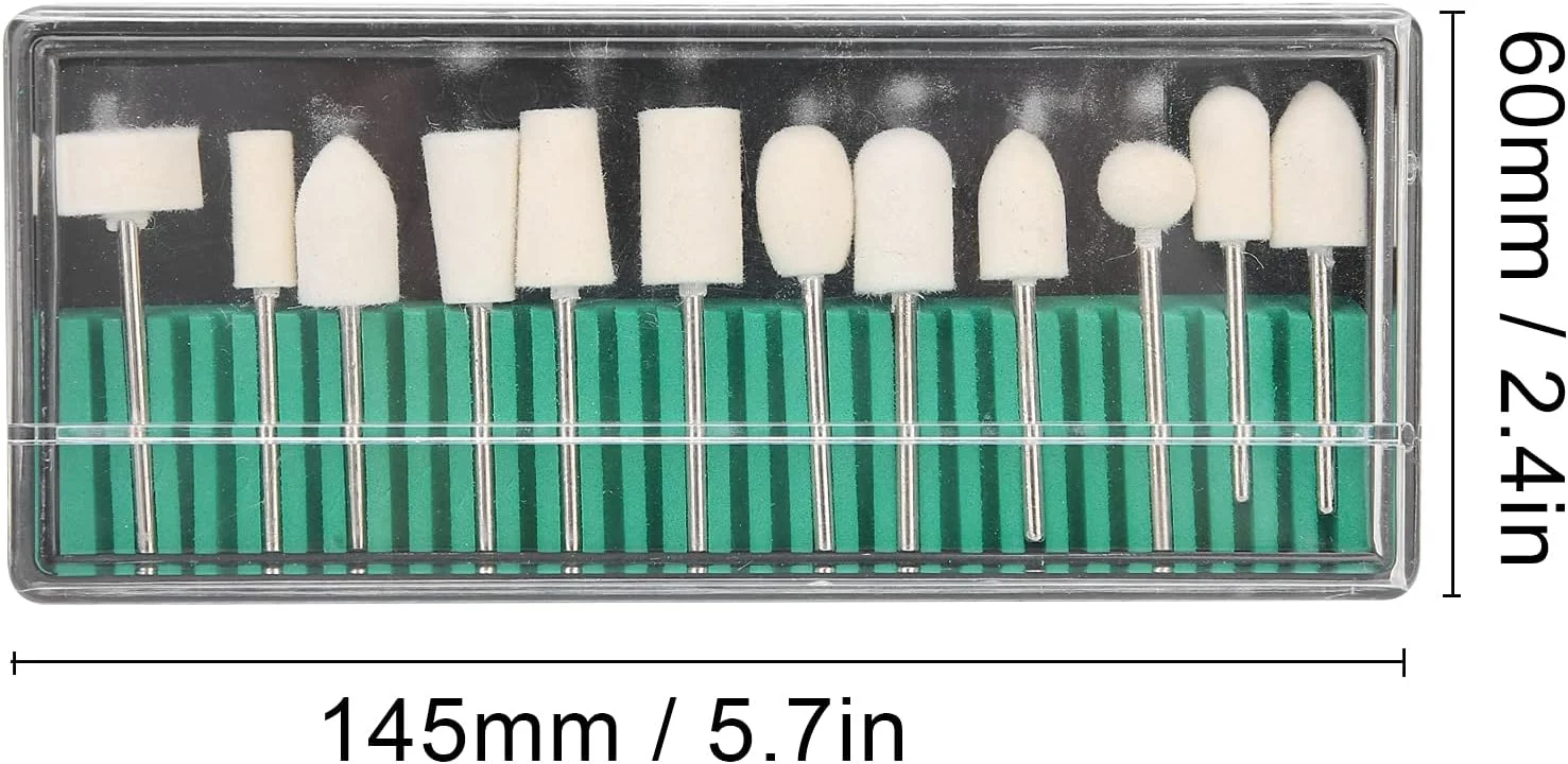 ۱۲ عدد نمد پشمی برای پولیش و سوهان ناخن بانوان، مجموعه سری سوهان برقی ناخن، چرخ پولیش، ابزار سر سوهان