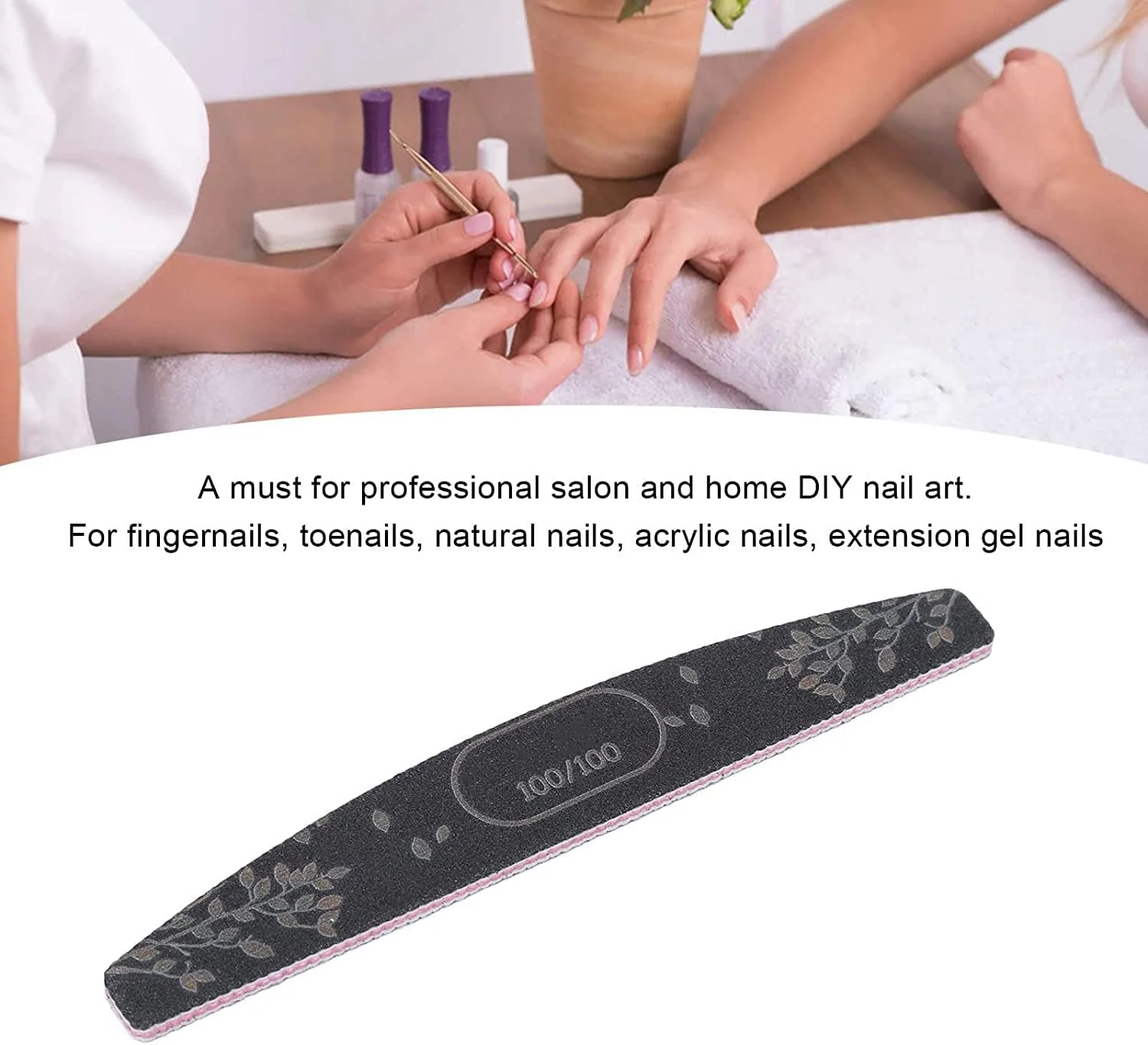 سوهان ناخن 20 عددی، مناسب برای پولیش و استفاده مجدد، برای ناخن های طبیعی و اکریلیک، درجه زبری 100/100