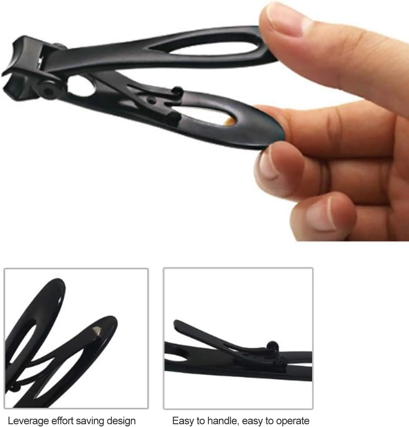 سوهان ناخن، ناخن گیر با دسته ضد لغزش مناسب سالن های زیبایی، منزل و پرداخت لبه (ست سه تکه مشکی)