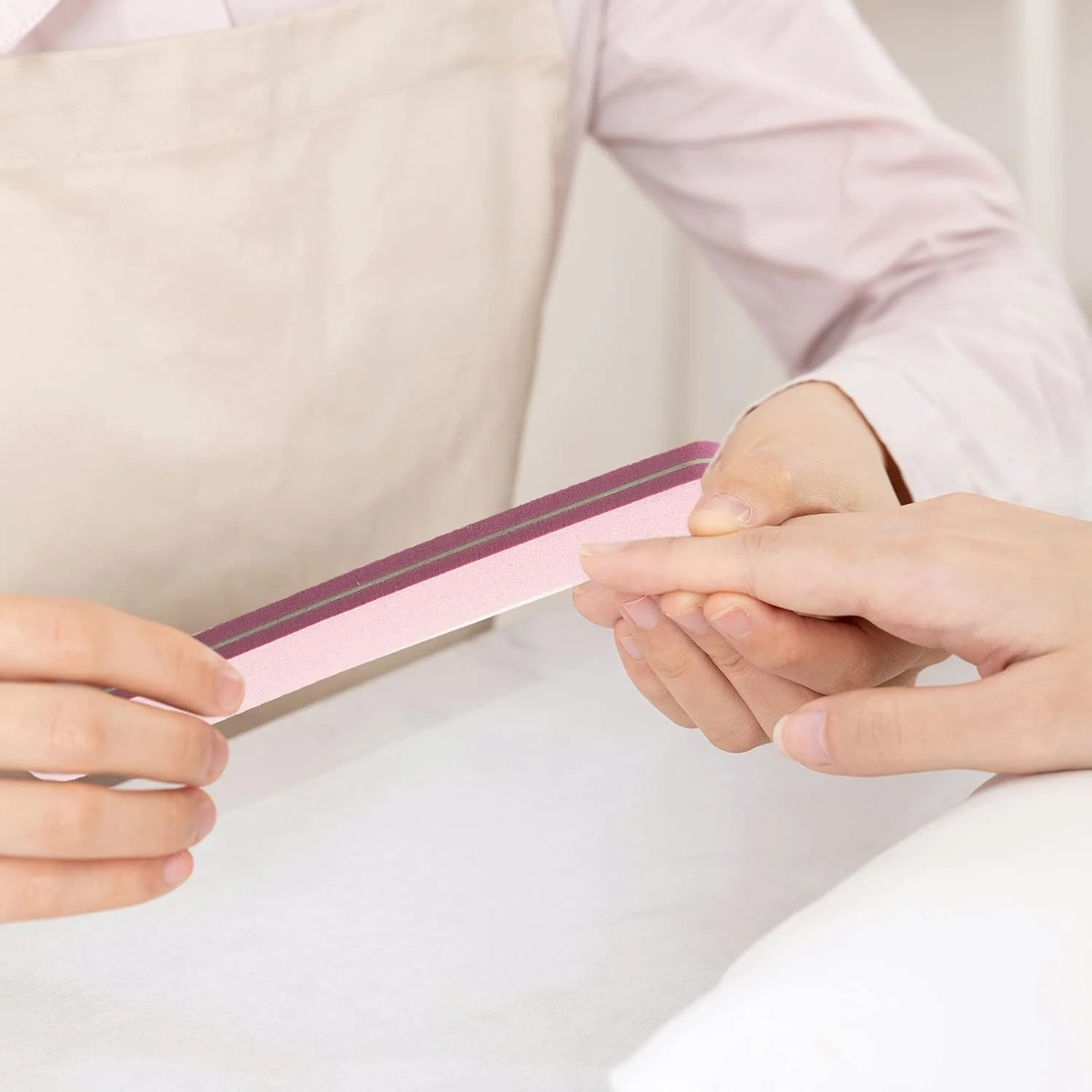 ۱۰۰ عدد چوب نارنجی با سوهان سمباده ای دو طرفه حرفه ای - فایل بافر ناخن، پوشر کوتیکول چوبی دو سر ابزار مانیکور پدیکور ناخن (۱۰۰ عدد)