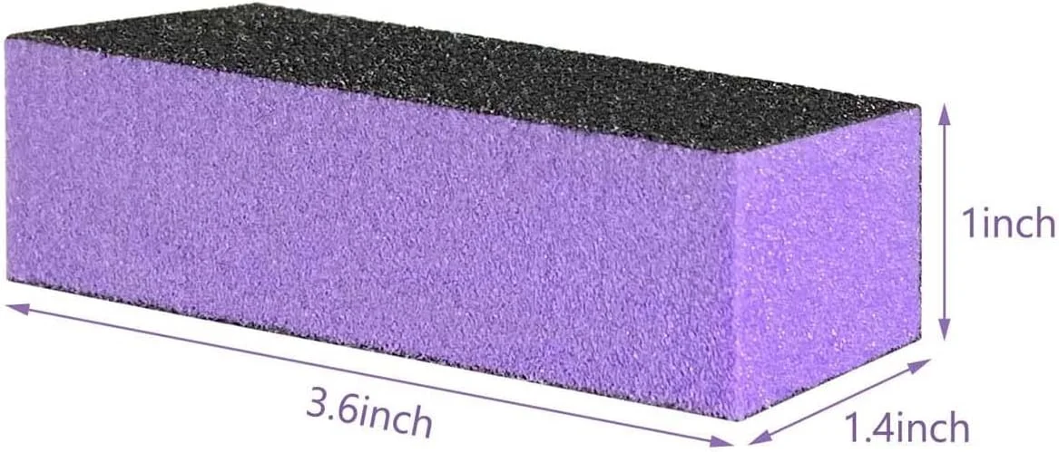 بسته 14 عددی بافر ناخن، ابزار حرفه ای مانیکور، درجه زبری 100/180، سوهان ناخن 3 طرفه مشکی بنفش، سوهان مانیکور پدیکور هنری