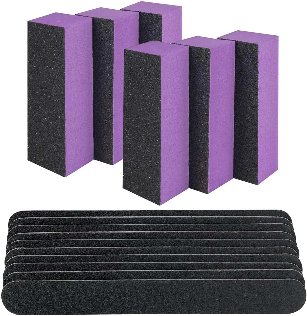 بسته 16 عددی سوهان ناخن و بافر، کیت ابزار مانیکور حرفه ای، درجه زبری 100/180، سوهان پدیکور ناخن مشکی و بافر سنباده پولیش