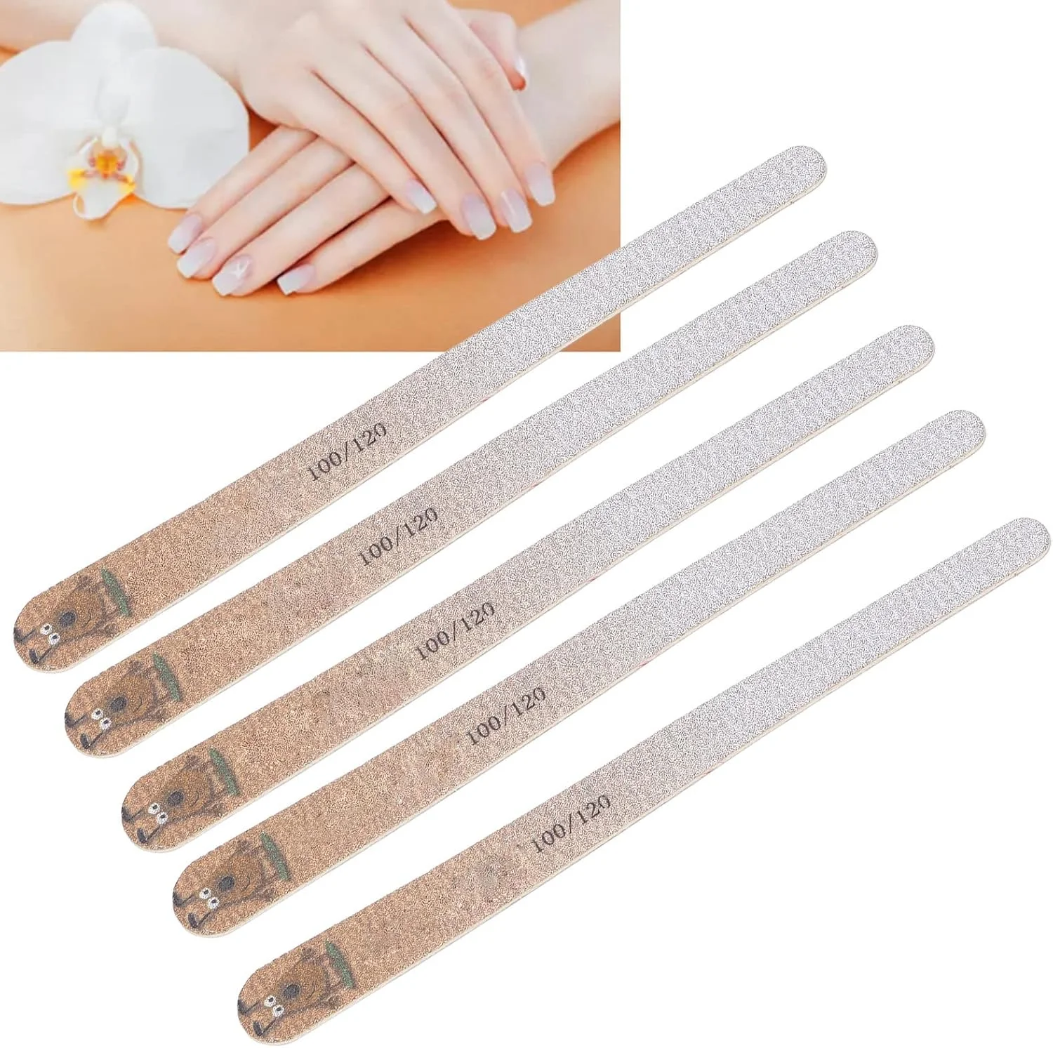 سوهان ناخن دو طرفه 20 عددی، درجه زبری 100/120، قابل استفاده مجدد برای آرایشگاه ناخن