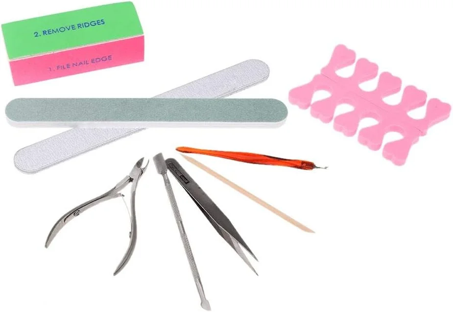 مجموعه ابزار مانیکور Fawoonu، ست 10 عددی حرفه ای طراحی ناخن شامل سوهان ناخن، بافر، جداکننده انگشتان پا، چنگال عقب زننده کوتیکول، نیپر، موچین، بلوک پولیش و چوب مجموعه ابزار مانیکور Fawoonu، ست 10 عددی حرفه ای طراحی ناخن شامل سوهان ناخن، بافر، جداکننده انگشتان پا، چنگال عقب زننده کوتیکول، نیپر، موچین، بلوک پولیش و چوب