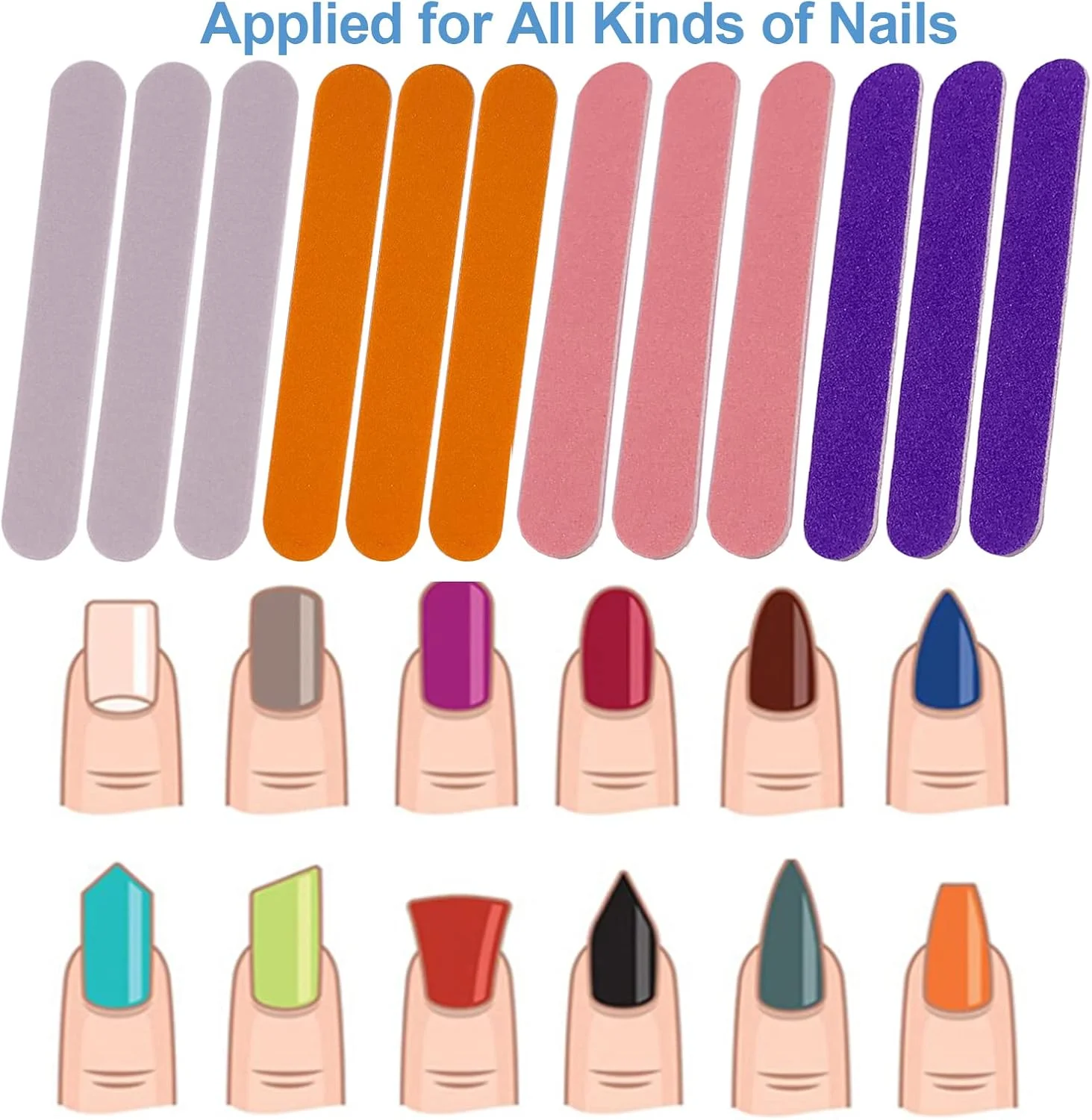 تعداد 400 عدد سوهان ناخن کوچک، سوهان سمباده ای دو طرفه برای ناخن های طبیعی، ست ابزار مانیکور یکبار مصرف رنگارنگ برای استفاده در سالن منزل، سایز مسافرتی تخته چوبی مردانه زنانه بچه گانه