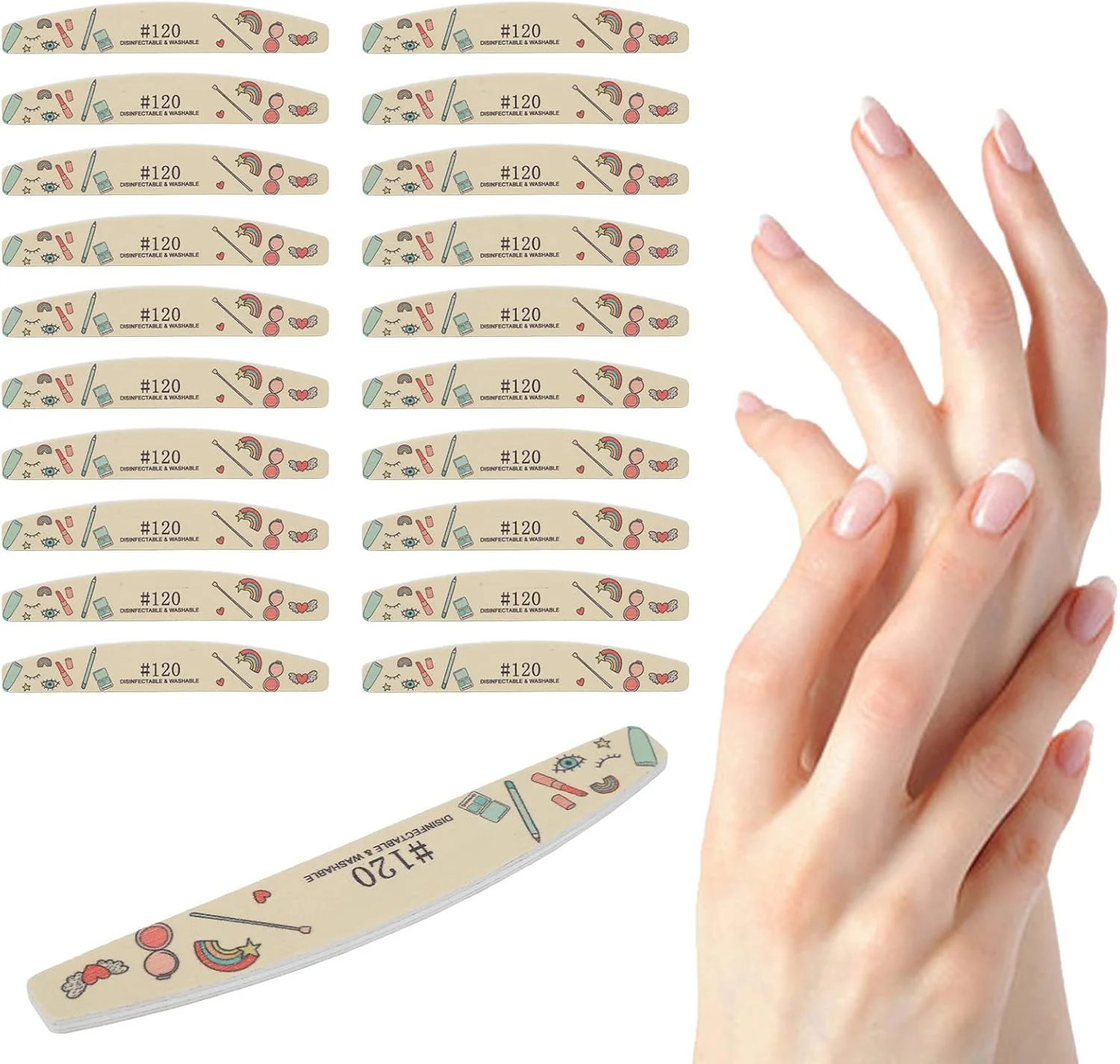 سوهان ناخن، سوهان ناخن دو طرفه قابل شستشو برای مراقبت از مانیکور، کاربردهای گسترده برای طراحی ناخن (#120)