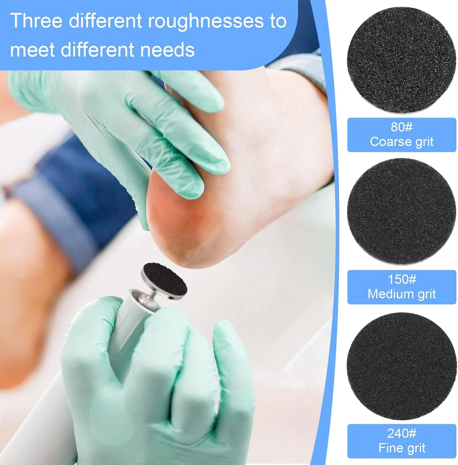 دیسک های سمباده ای رولی بگ با سری فلزی سوهان ناخن، دیسک های سمباده ای 25 میلی متری برای پدیکور مانیکور، #80#150#240 دانه بندی ریز، بسته بندی شده
