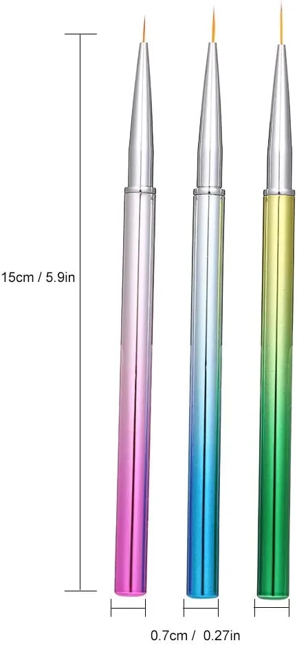 ست قلمو طراحی ناخن Fawoonu، ست 3 عددی قلمو طراحی ناخن، قلمو طراحی نقطه گذاری، نقاشی و طراحی